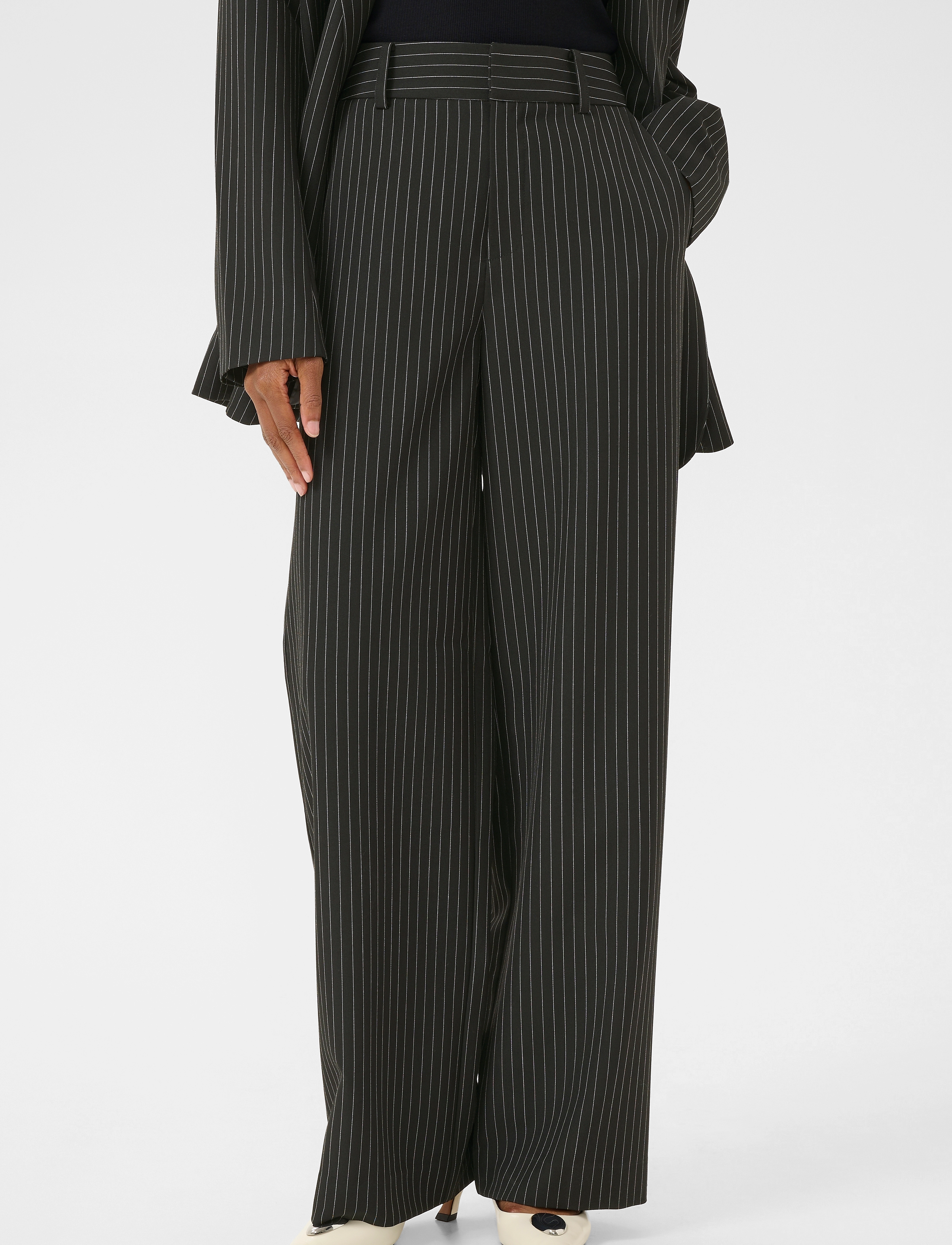 Gestuz Joellegz Pinstripe Mw Pants Noos, 40, Trousers, Schwarz - Straight Leg, Frauen