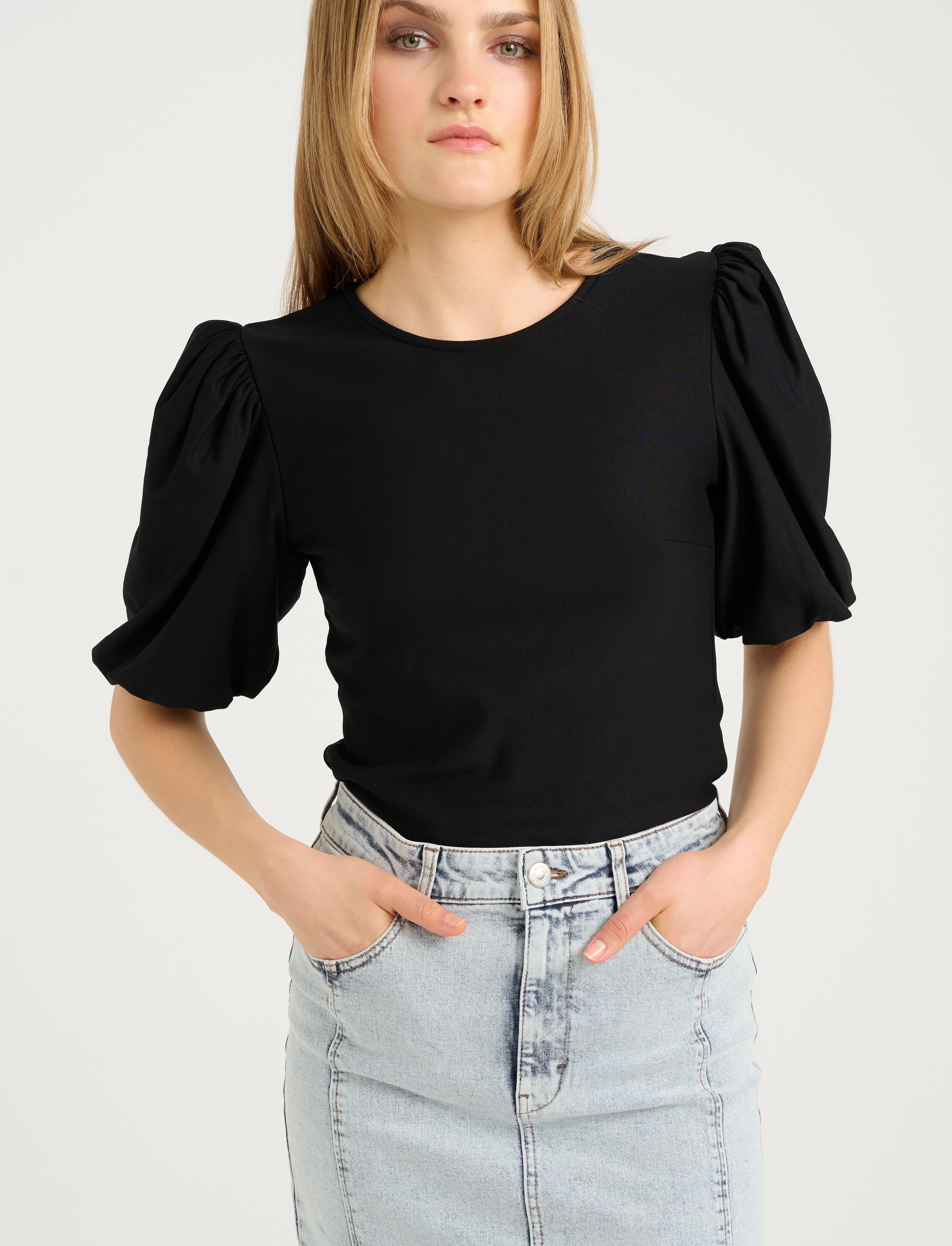 Gestuz Rifagz Balloon Blouse, Kvinder, Ballon Bluse, Sort, Str: XS