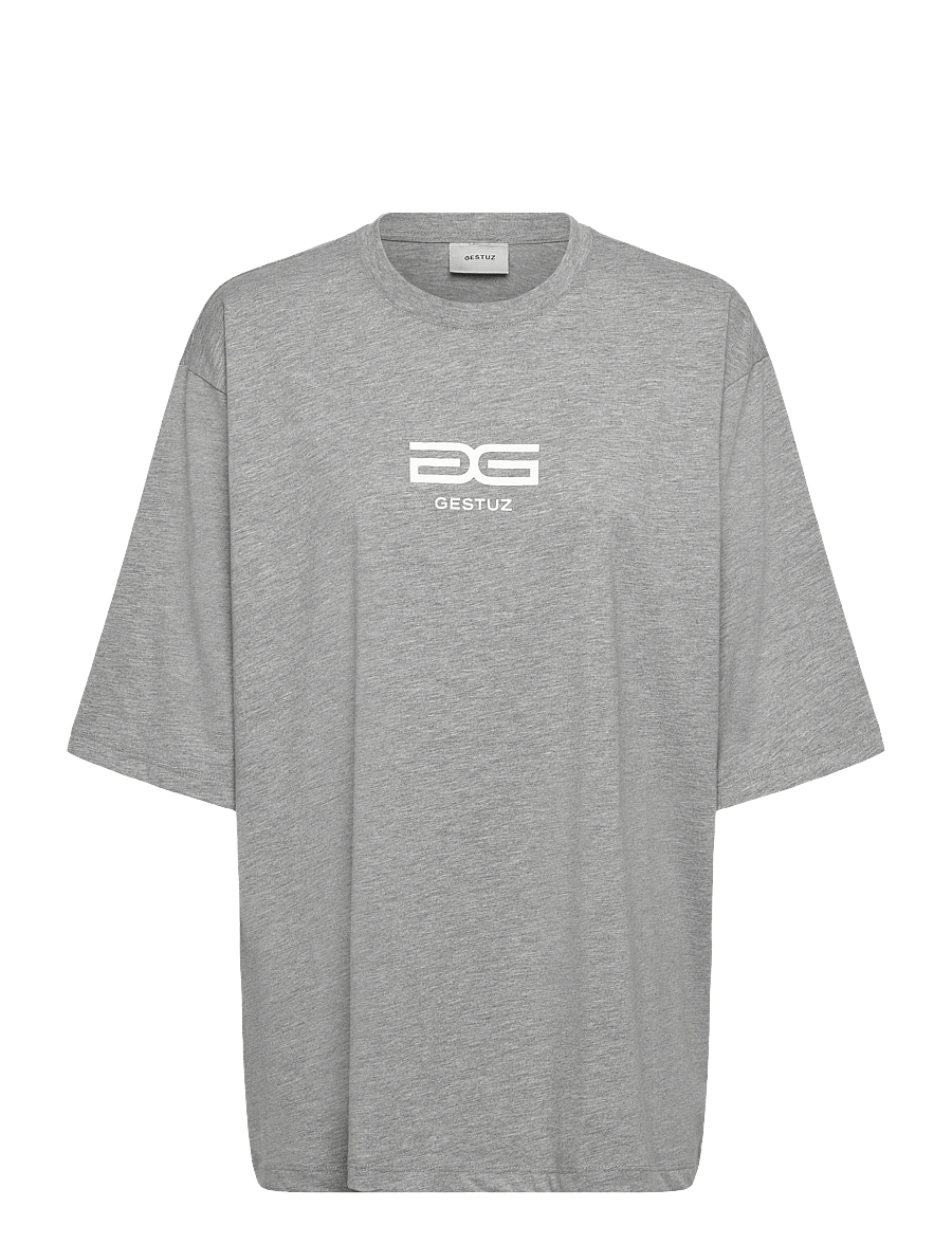 Gestuz - LuelleGZ tee - t-shirts - medium grey mÉlange - 0