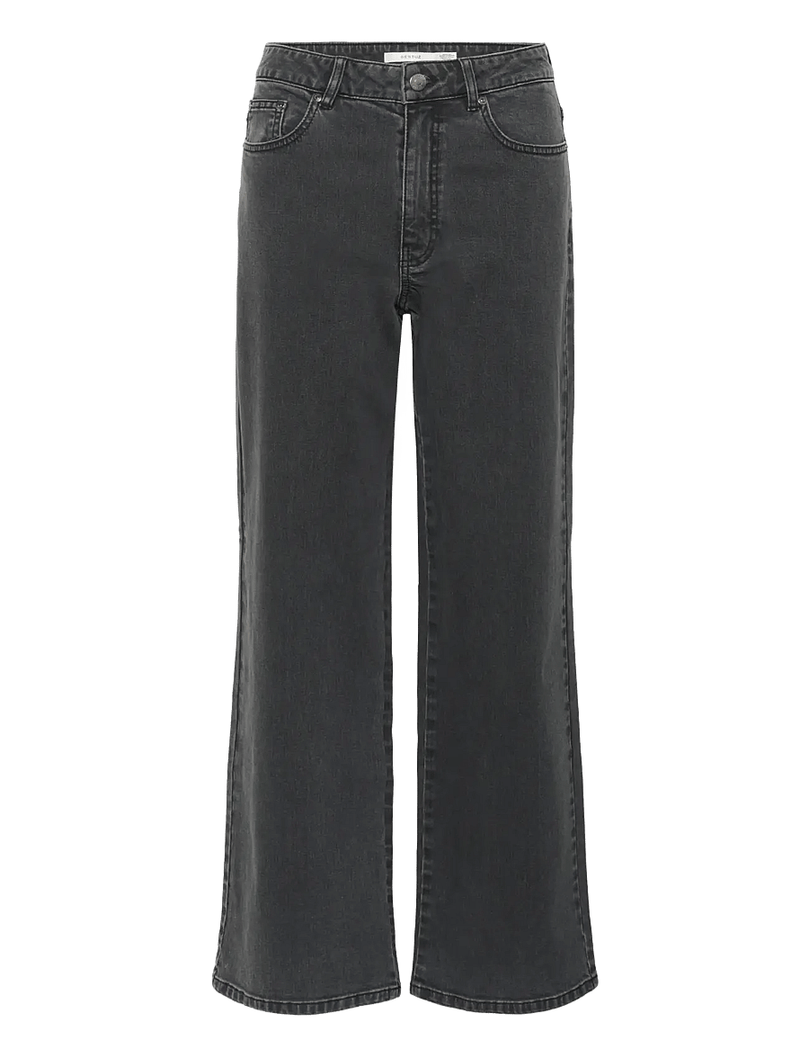 Gestuz - ZolinaGZ HW wide jeans NOOS - hosen mit weitem bein - charcoal grey - 1