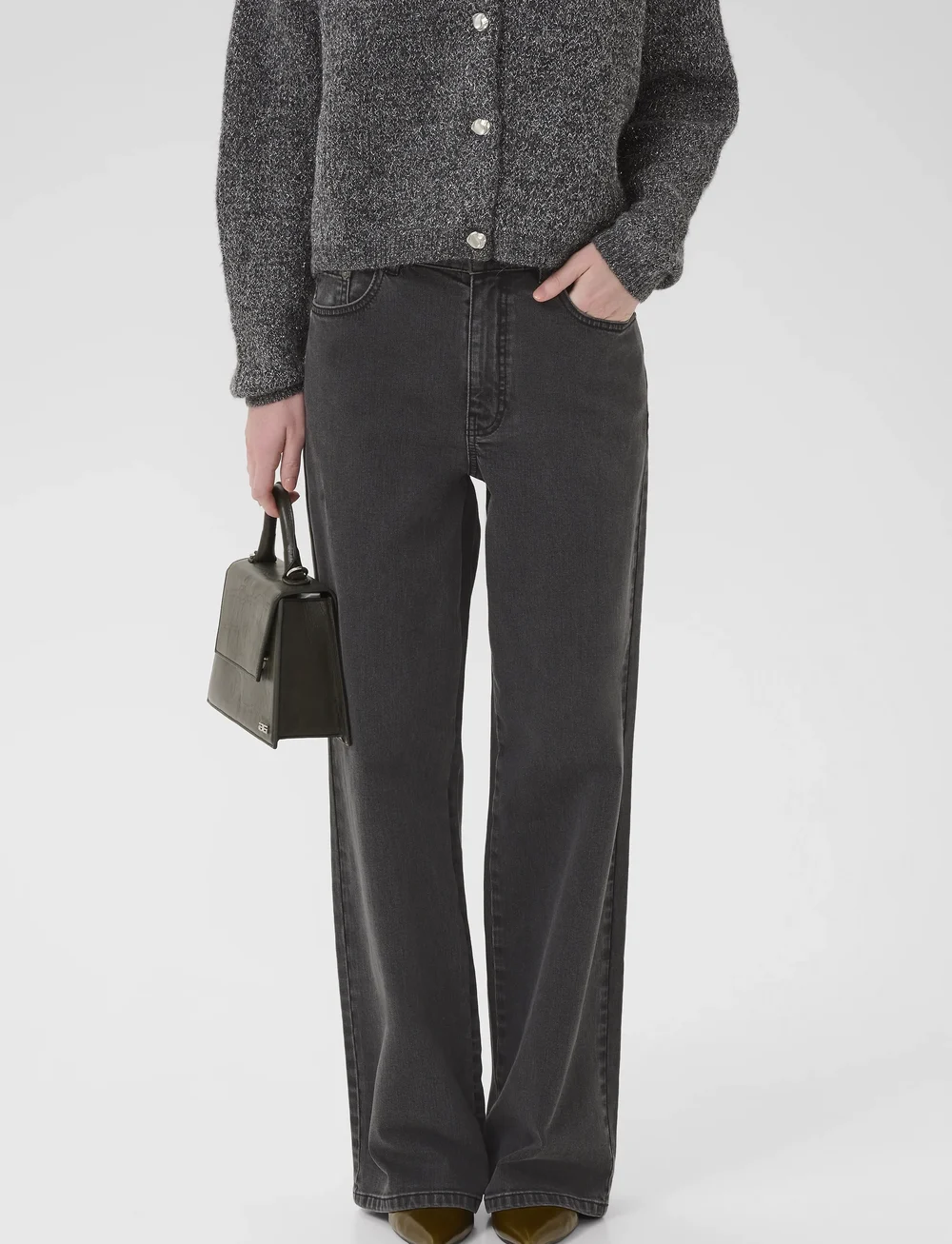 Gestuz - ZolinaGZ HW wide jeans NOOS - wide leg jeans - charcoal grey - 0