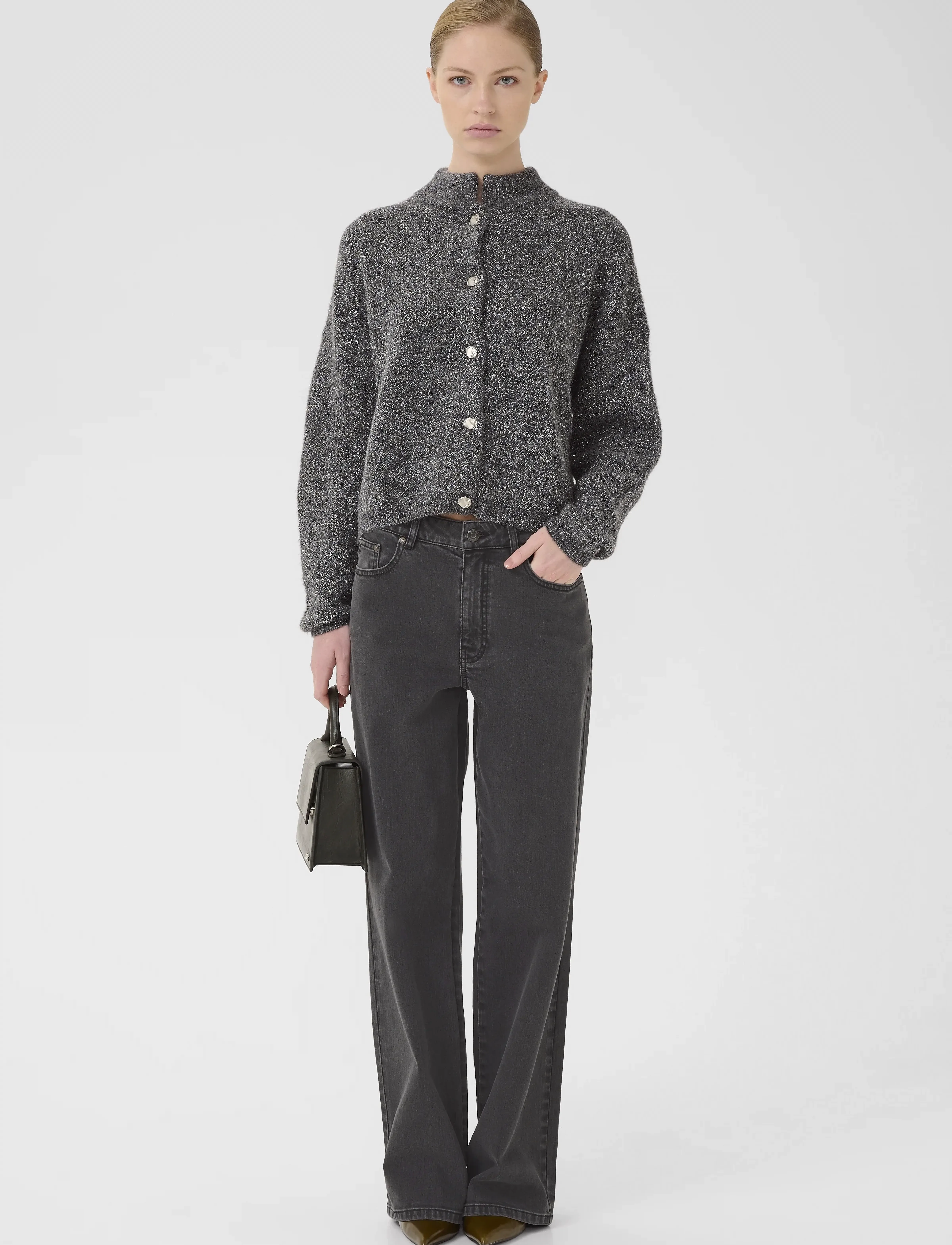 Gestuz - ZolinaGZ HW wide jeans NOOS - platūs džinsai - charcoal grey - 3