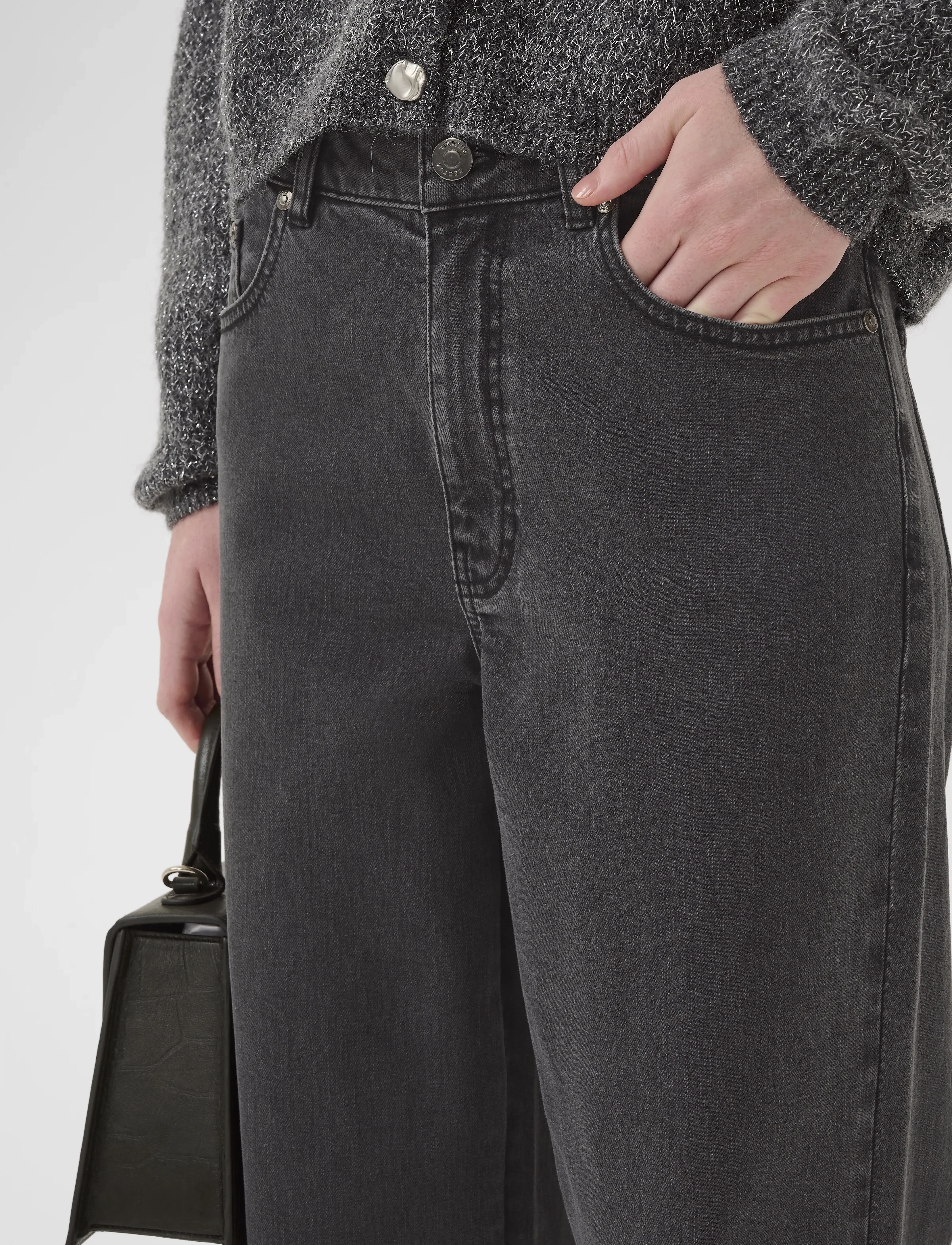 Gestuz - ZolinaGZ HW wide jeans NOOS - platūs džinsai - charcoal grey - 5