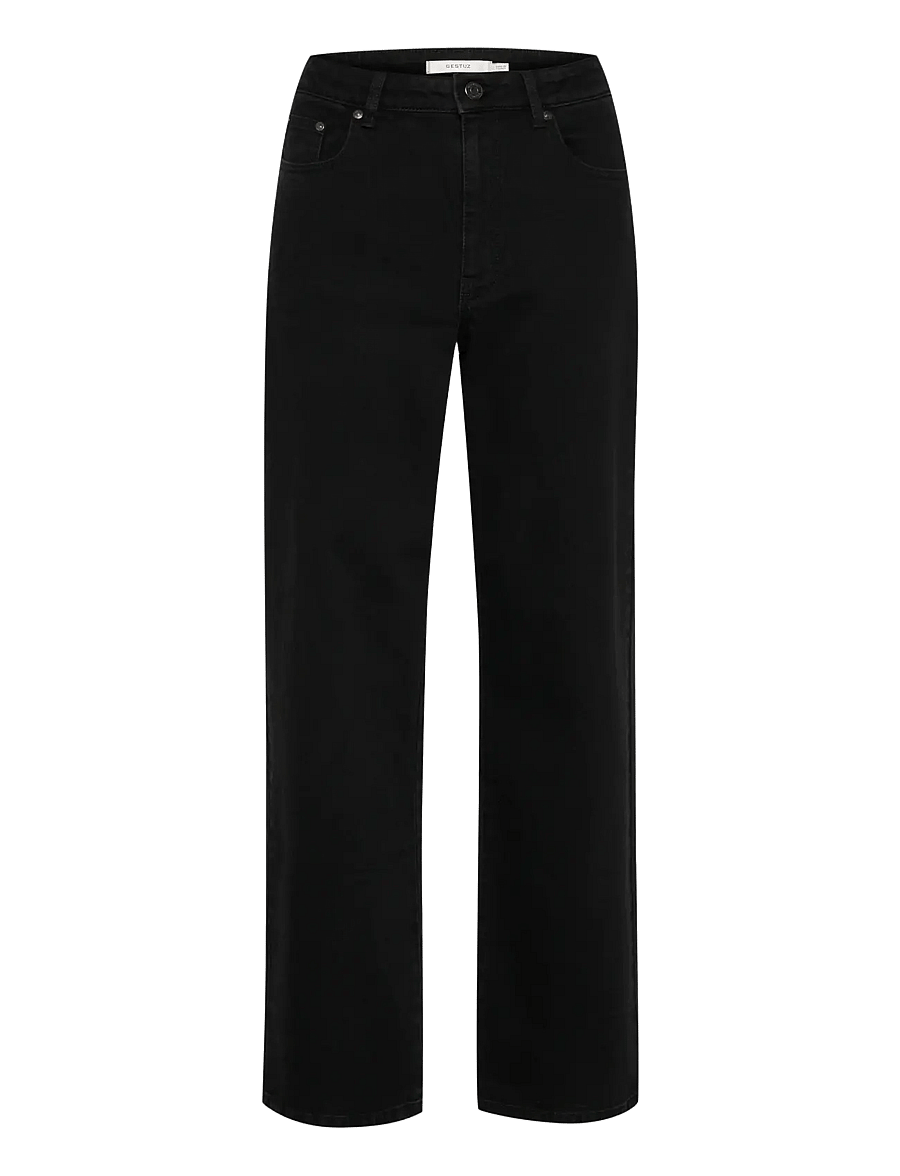 Gestuz - ZolinaGZ HW wide jeans NOOS - hosen mit weitem bein - washed dark black - 1
