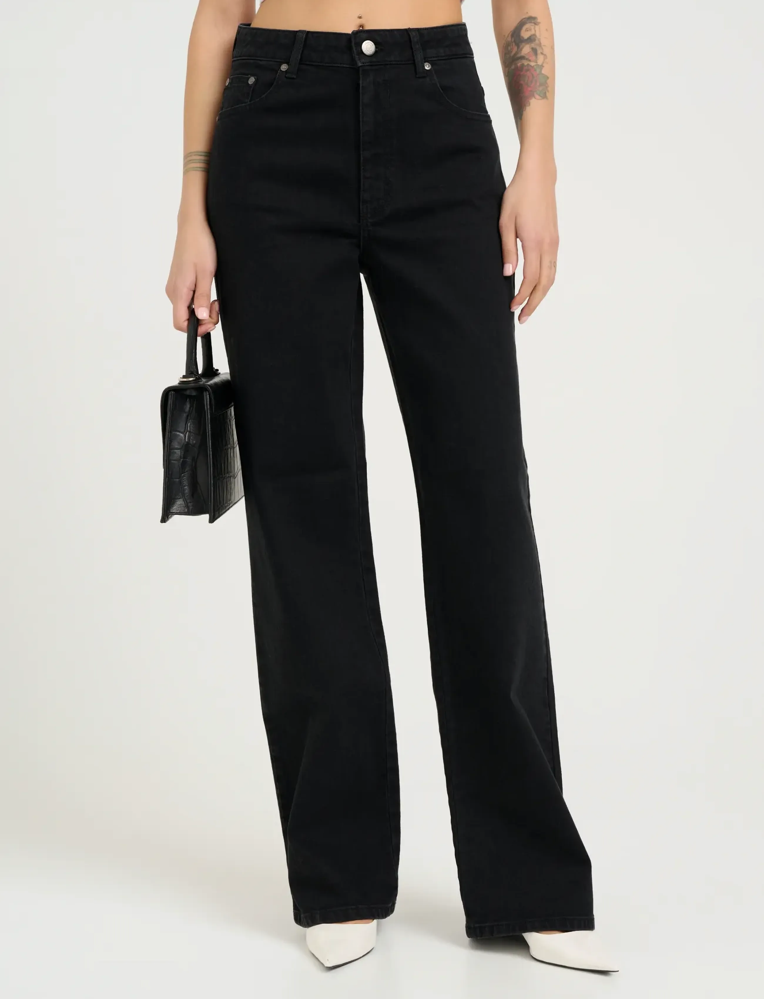 Gestuz ZolinaGZ HW wide jeans NOOS - Kleidung - WASHED DARK BLACK / black