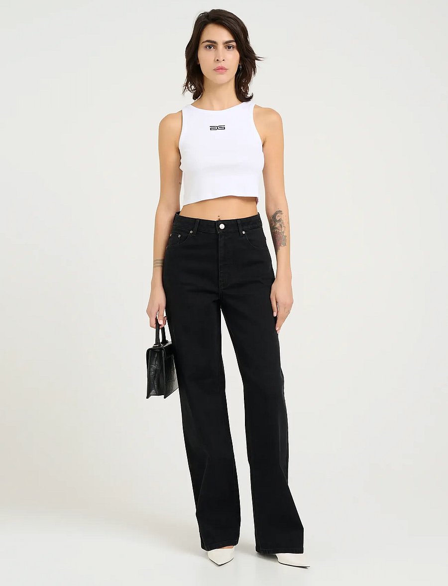 Gestuz - ZolinaGZ HW wide jeans NOOS - hosen mit weitem bein - washed dark black - 3