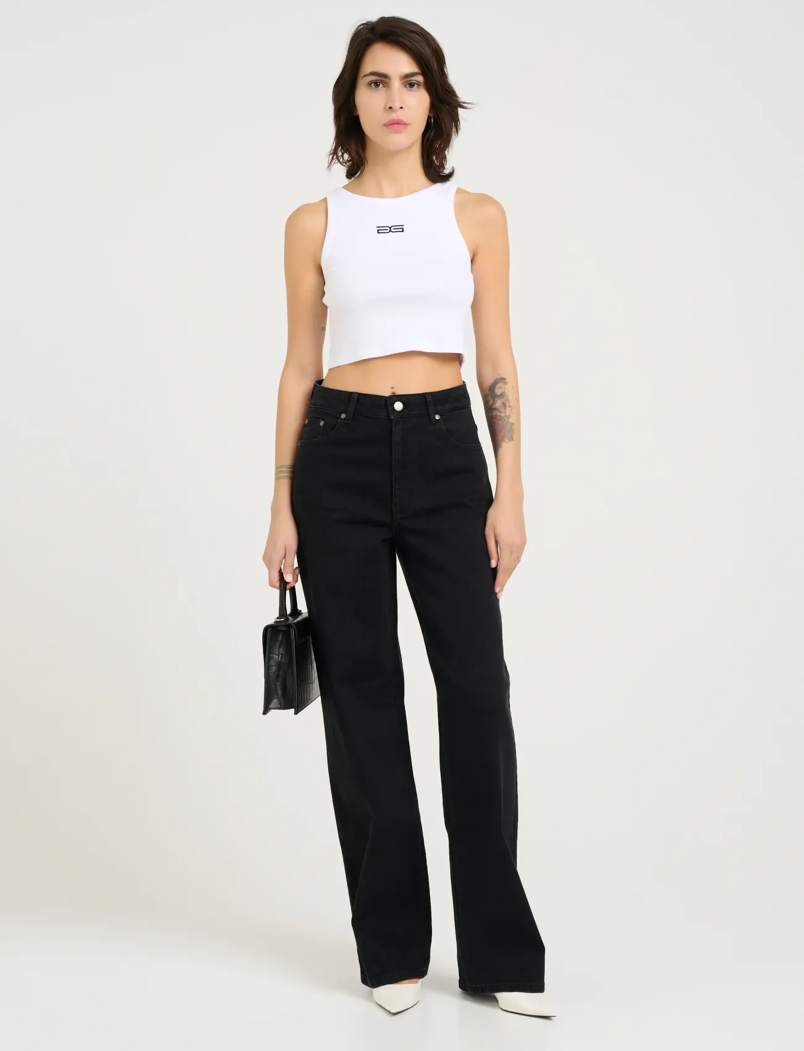 Gestuz - ZolinaGZ HW wide jeans NOOS - víðar gallabuxur - washed dark black - 3