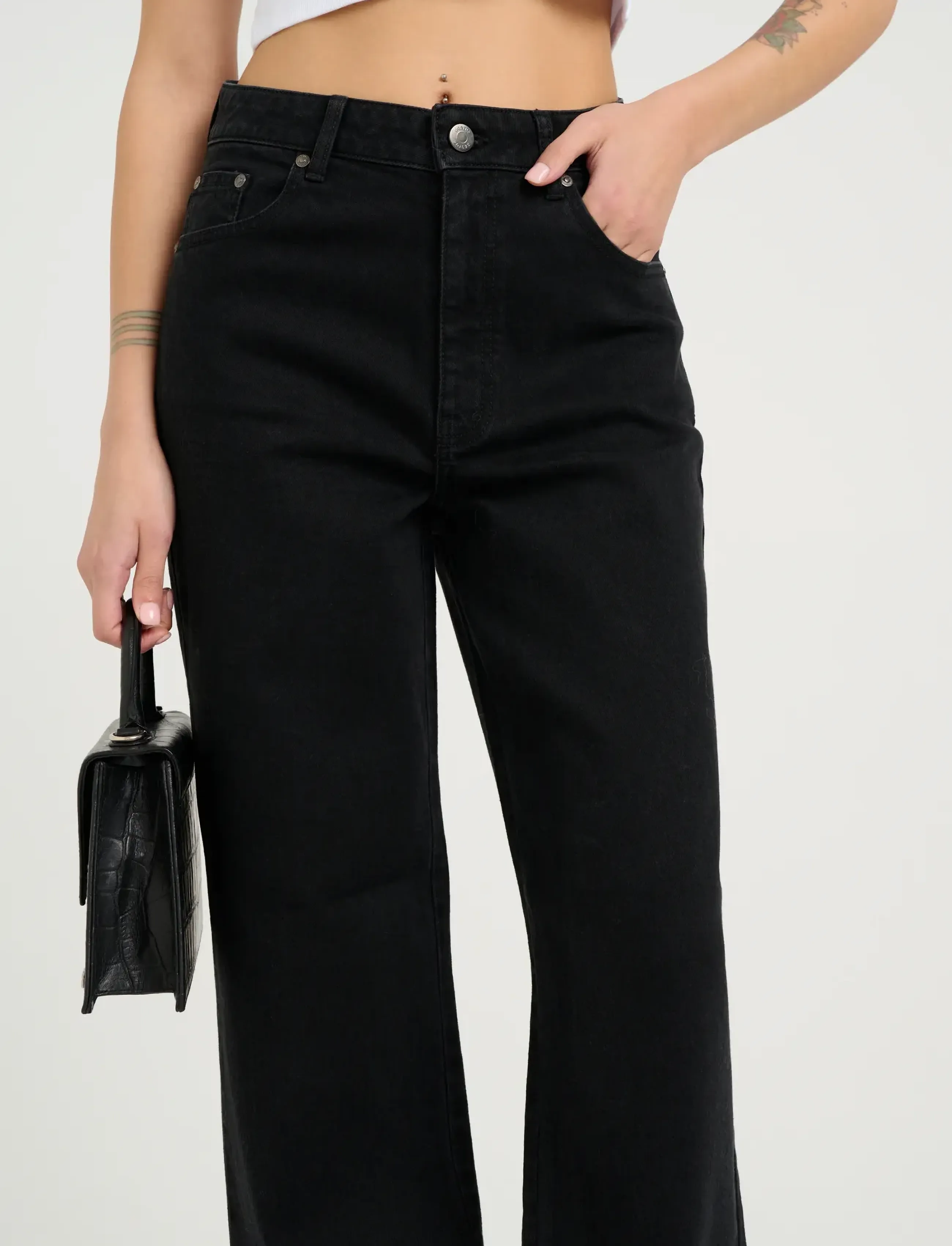 Gestuz - ZolinaGZ HW wide jeans NOOS - hosen mit weitem bein - washed dark black - 5
