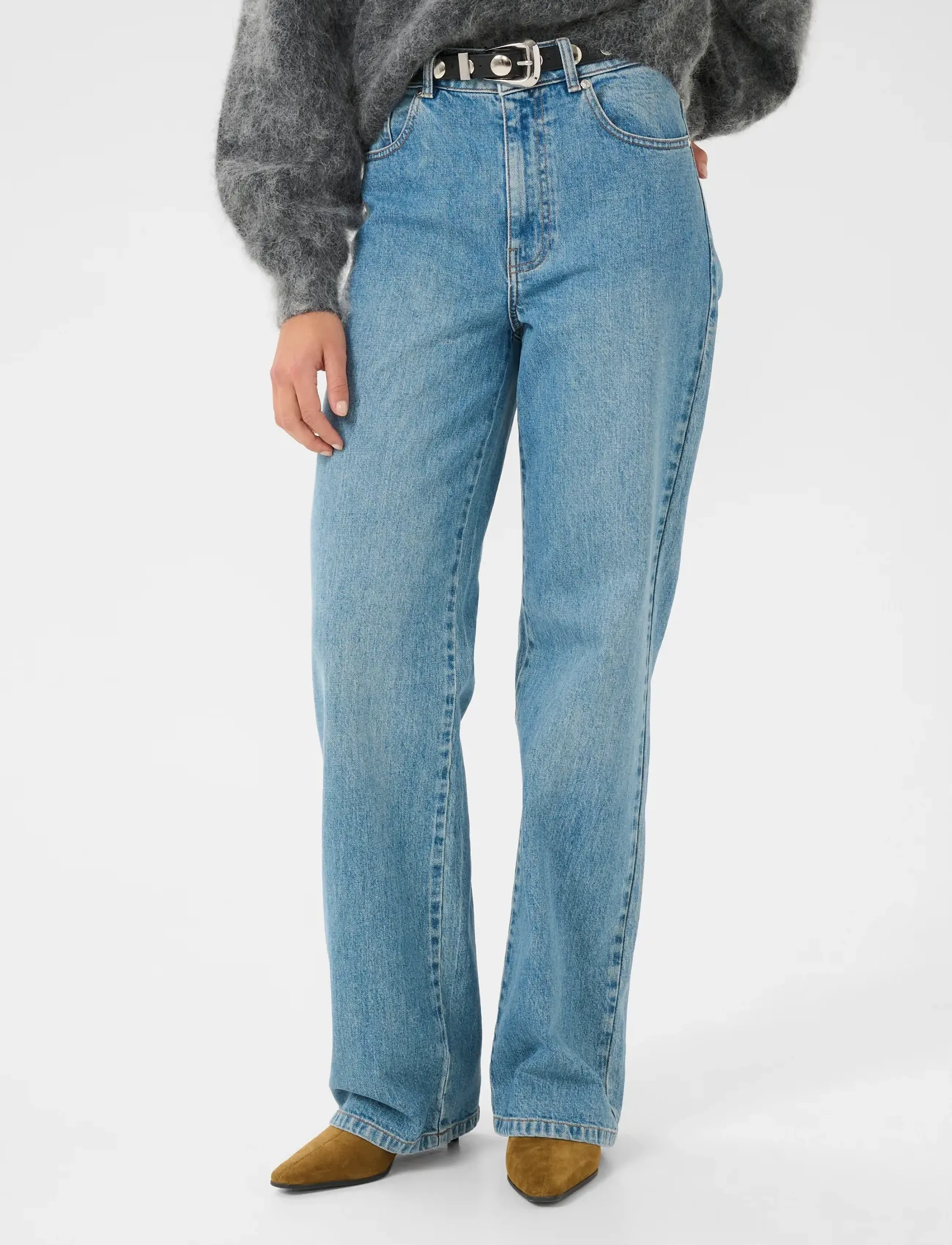 Gestuz ZolinaGZ HW wide jeans NOOS - Tøj - WASHED MID BLUE / blue