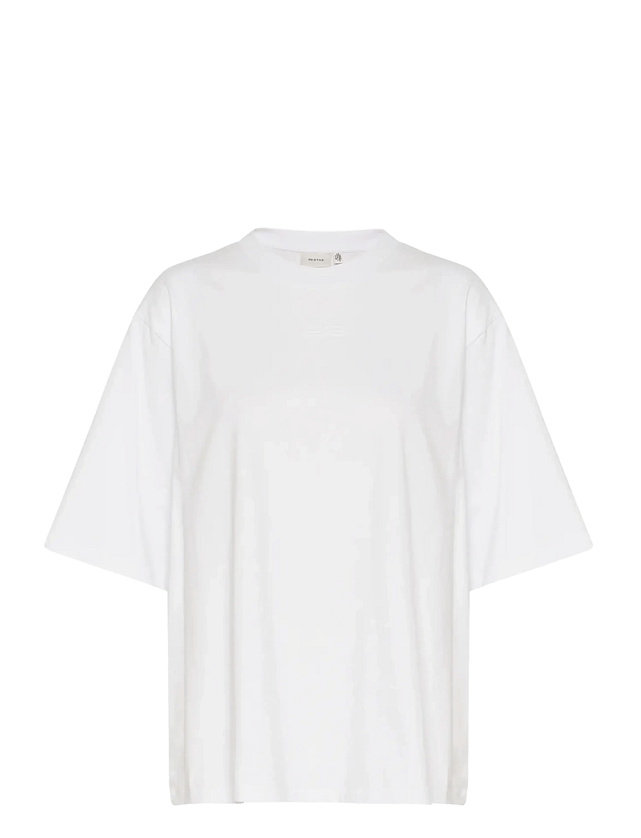 Gestuz - SimmaGZ emb tee NOOS - t-shirts - bright white - 1