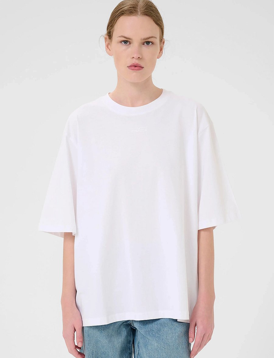 Gestuz - SimmaGZ emb tee NOOS - t-shirts - bright white - 0