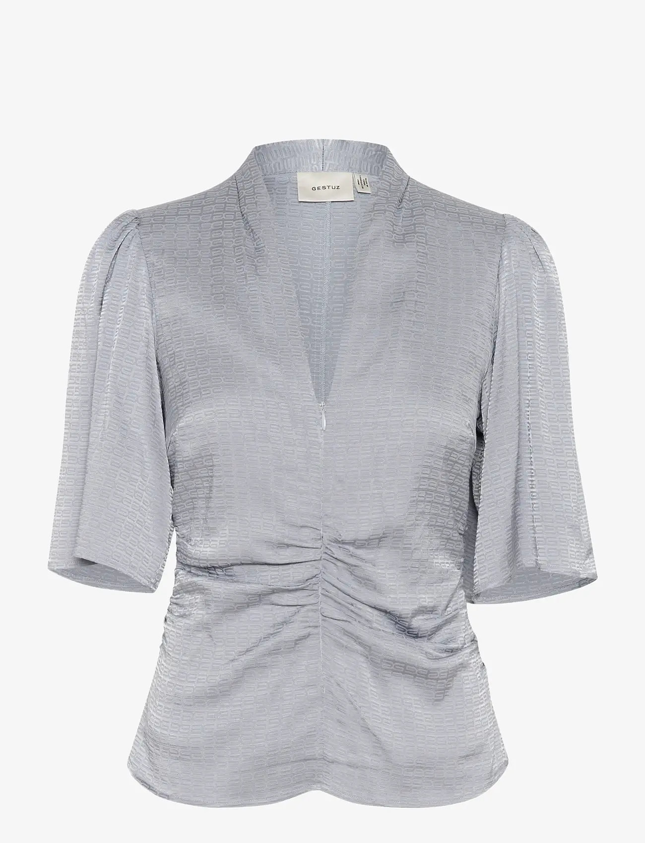 Gestuz - GZbianca blouse - kortærmede bluser - grey blue - 1