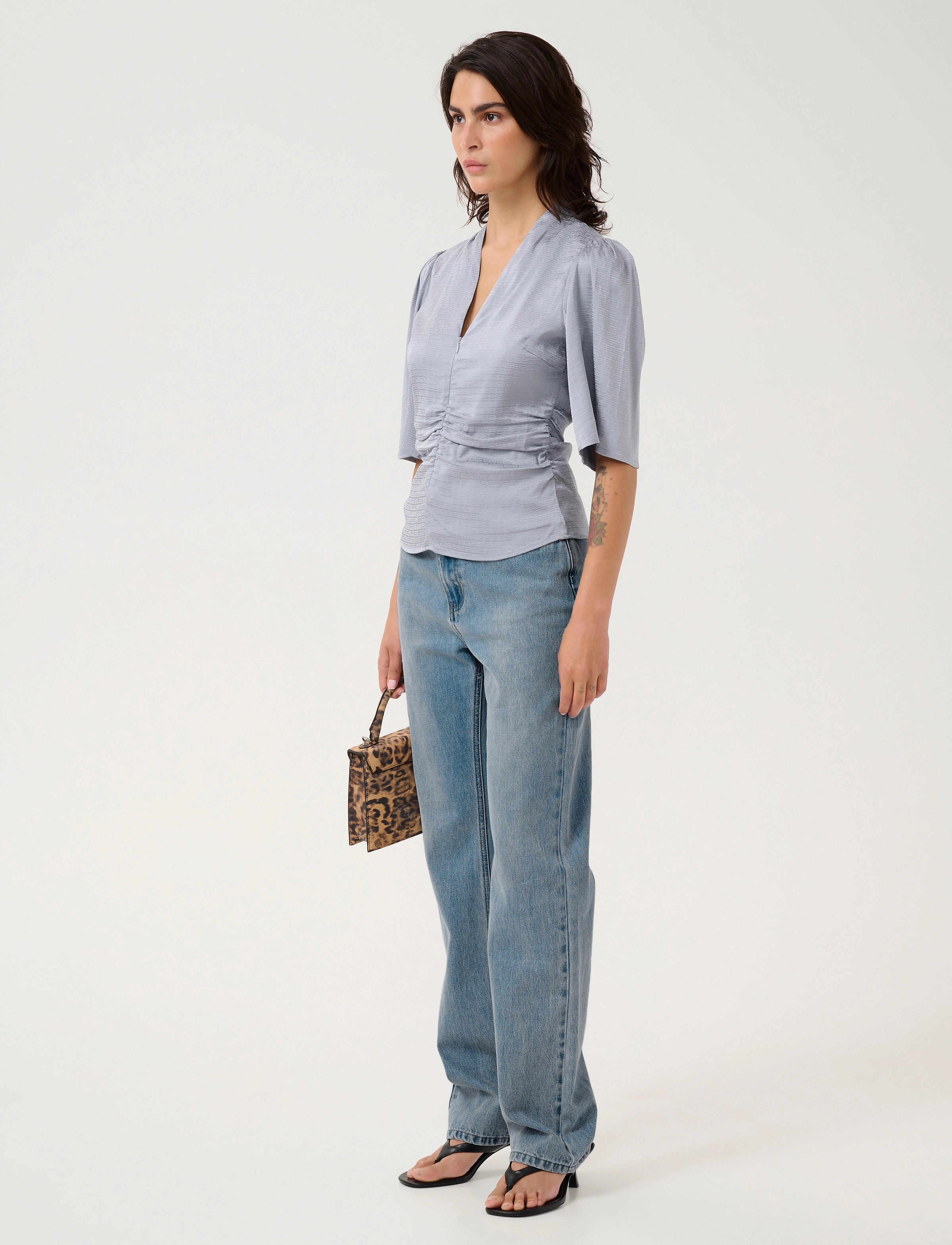 Gestuz - GZbianca blouse - lühikeste varrukatega pluusid - grey blue - 3