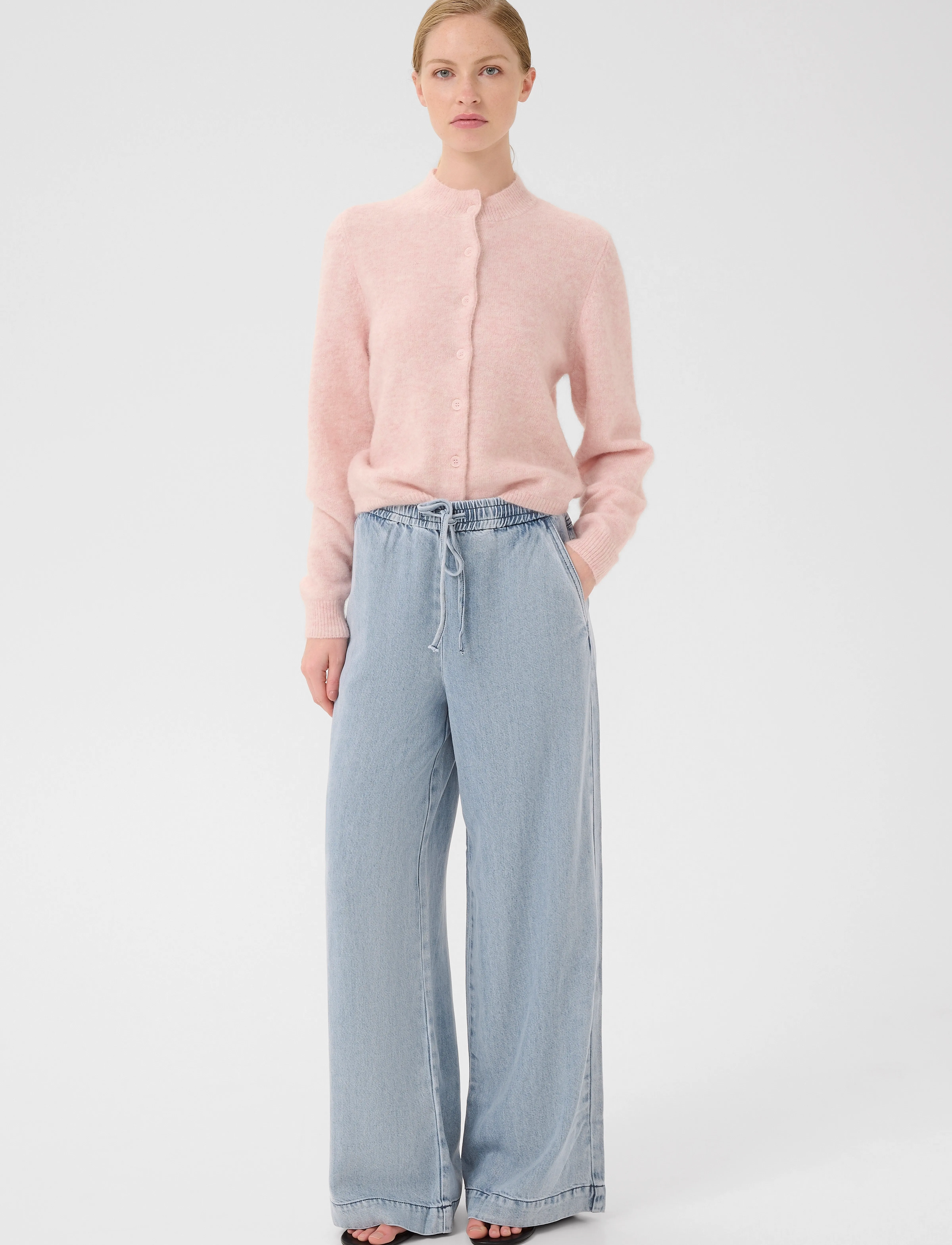 Gestuz - GZfelina MW pants - hosen mit weitem bein - light blue washed - 3