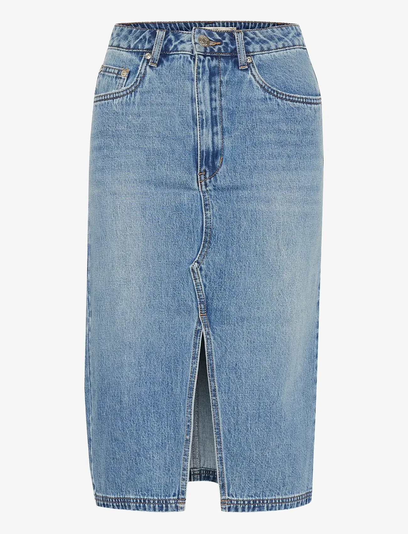 Gestuz - GZlayza pencil skirt - jeanskjolar - mid blue vintage wash - 1