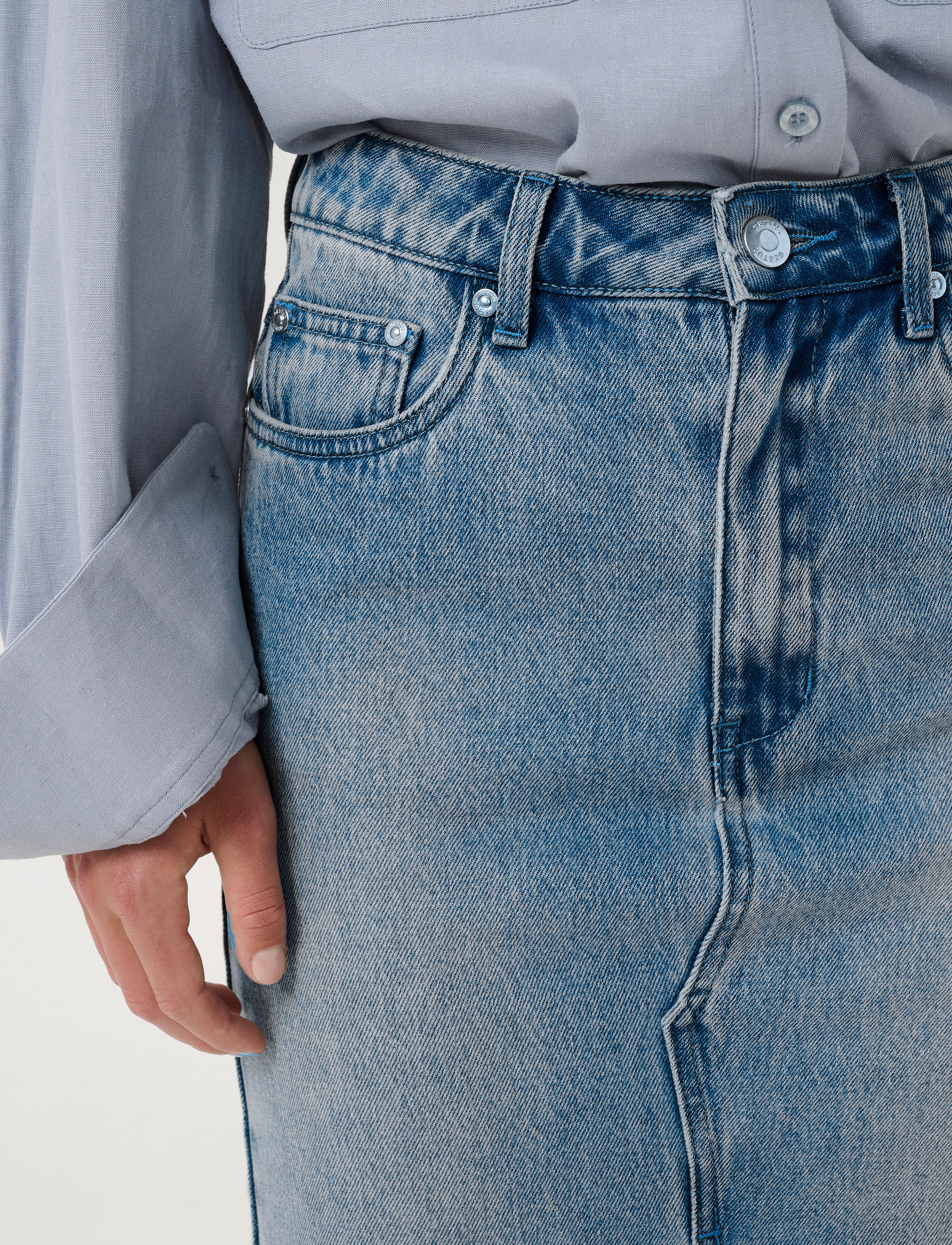 Gestuz - GZlayza pencil skirt - denimnederdele - mid blue vintage wash - 3