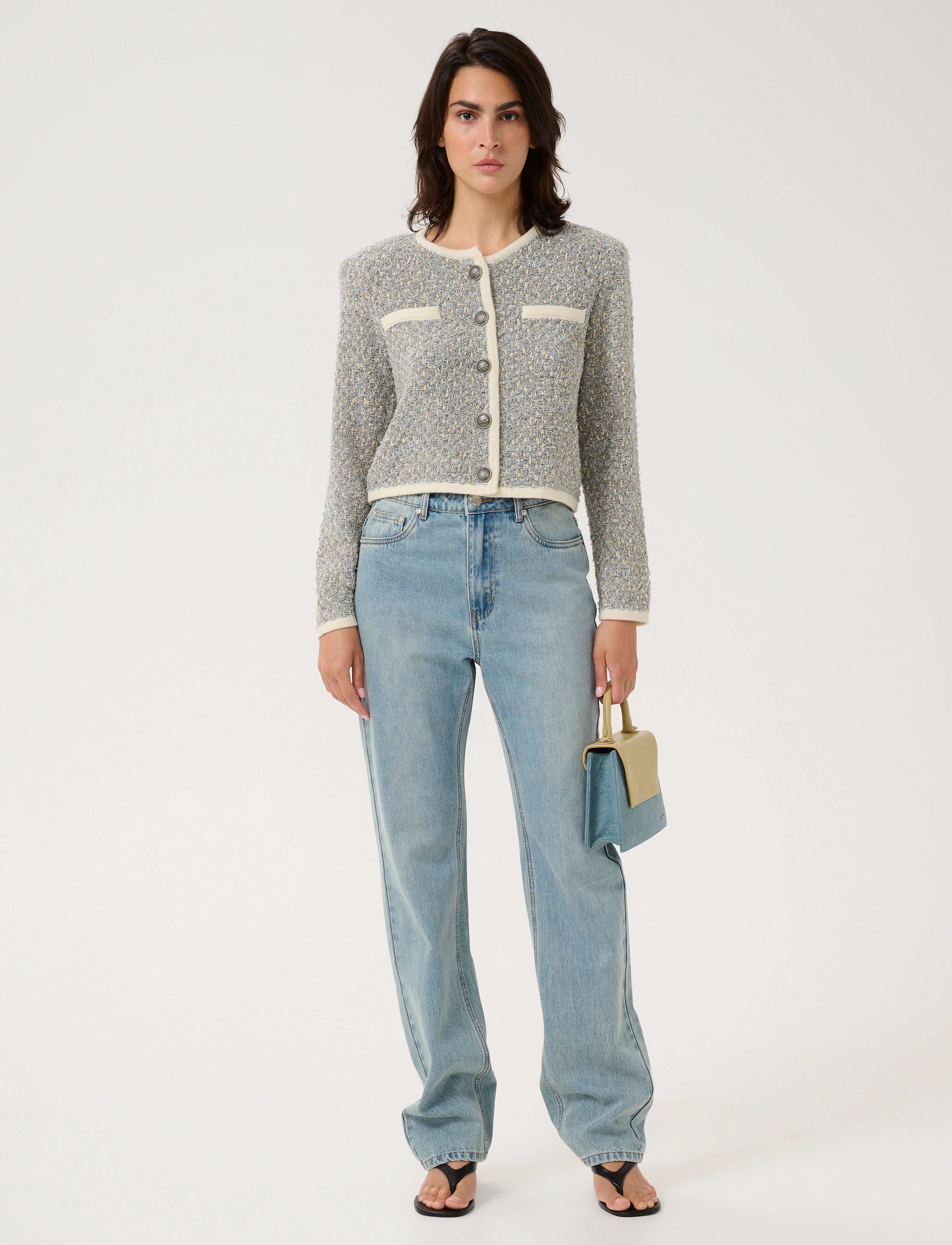 Gestuz - GZnalin cardigan - blue/white structure - 3