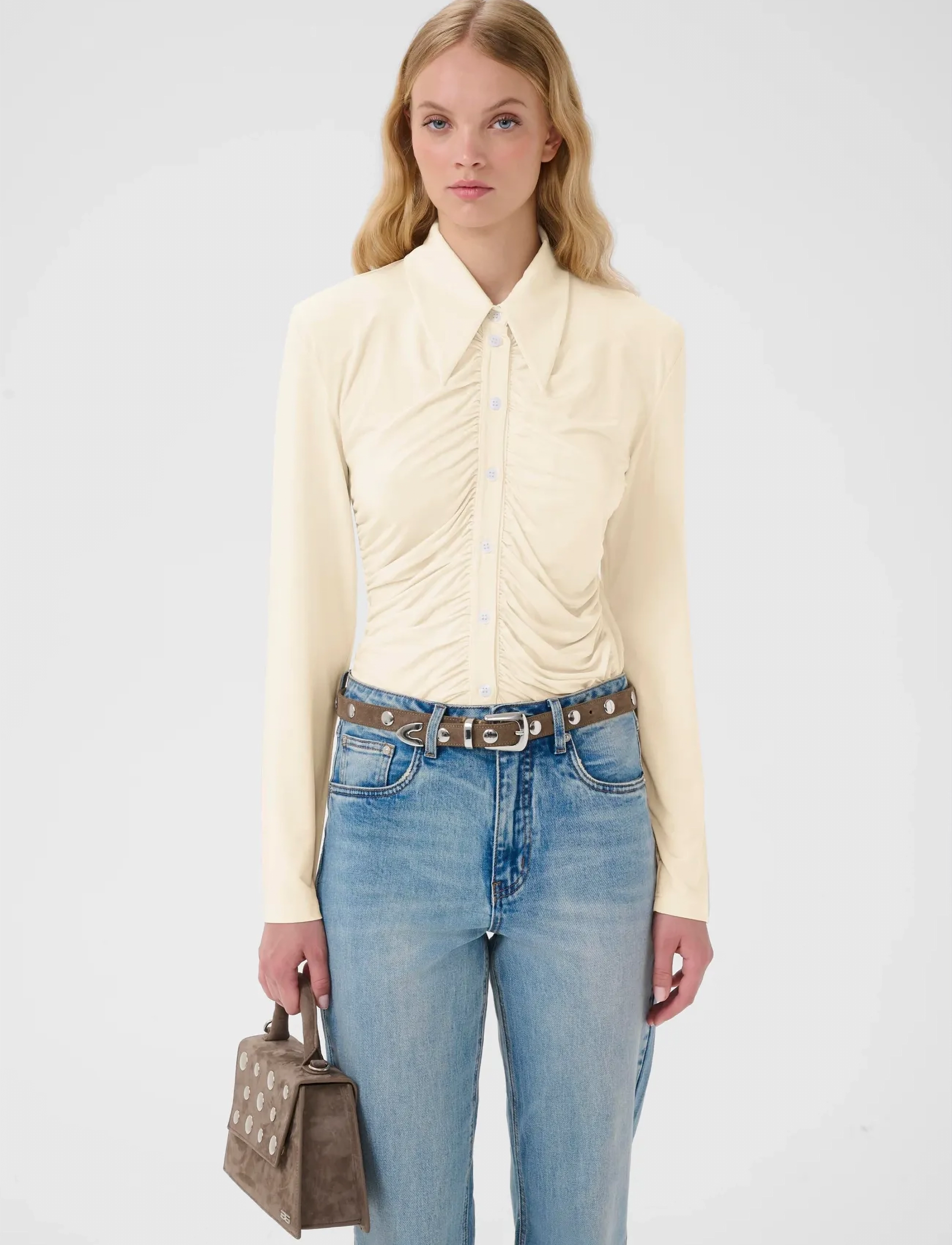 Gestuz Gzlaily Shirt, XS, T-shirts & Oberteile, Creme - Long-sleeved, Frauen