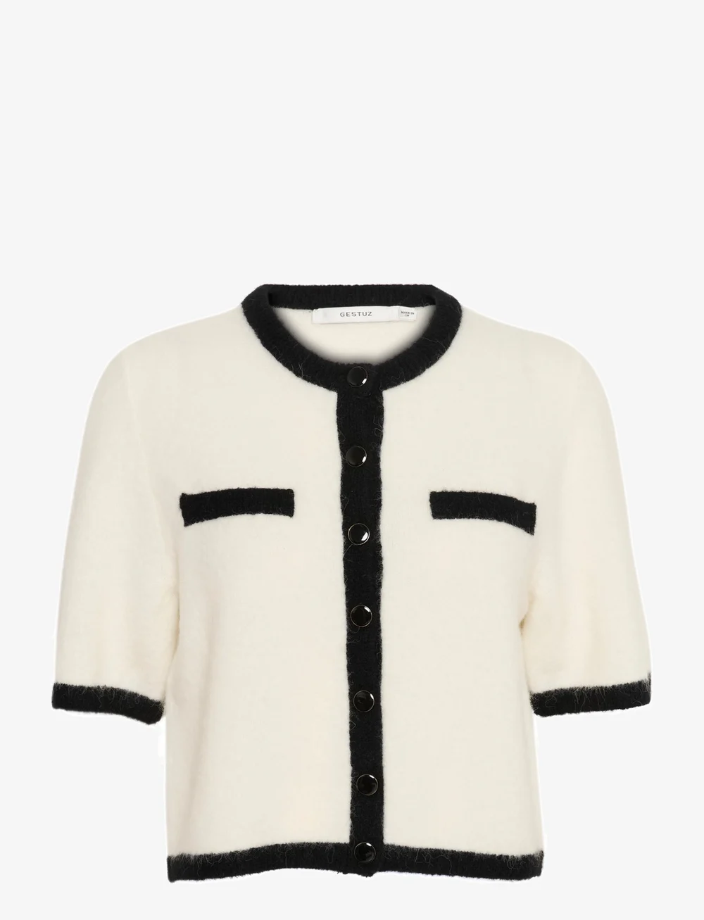 Gestuz - GZalpha contrast cardigan - cardigans - ivory/black comb - 1