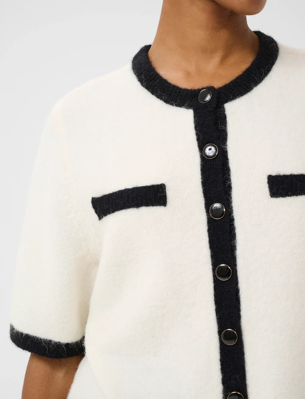 Gestuz - GZalpha contrast cardigan - cardigans - ivory/black comb - 5