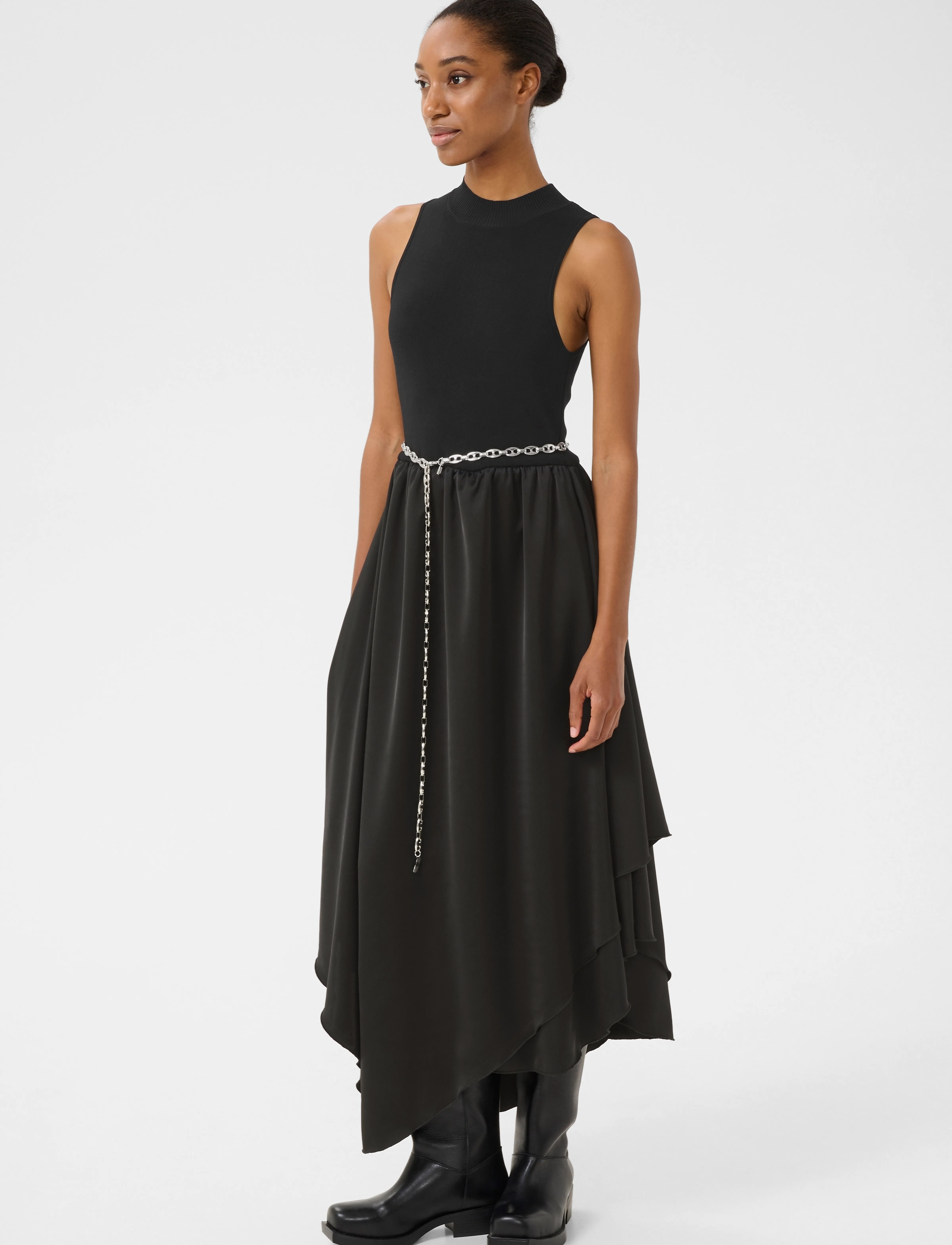 Gestuz Gzsama Sl Dress, Kvinder, Ærmeløs Asymmetrisk Kjole, Sort, Str: M