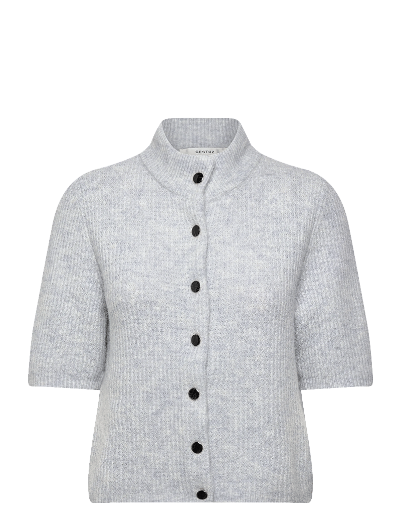 Gestuz - AlphaGZ ss short cardigan - cardigans - grey dawn melange - 0
