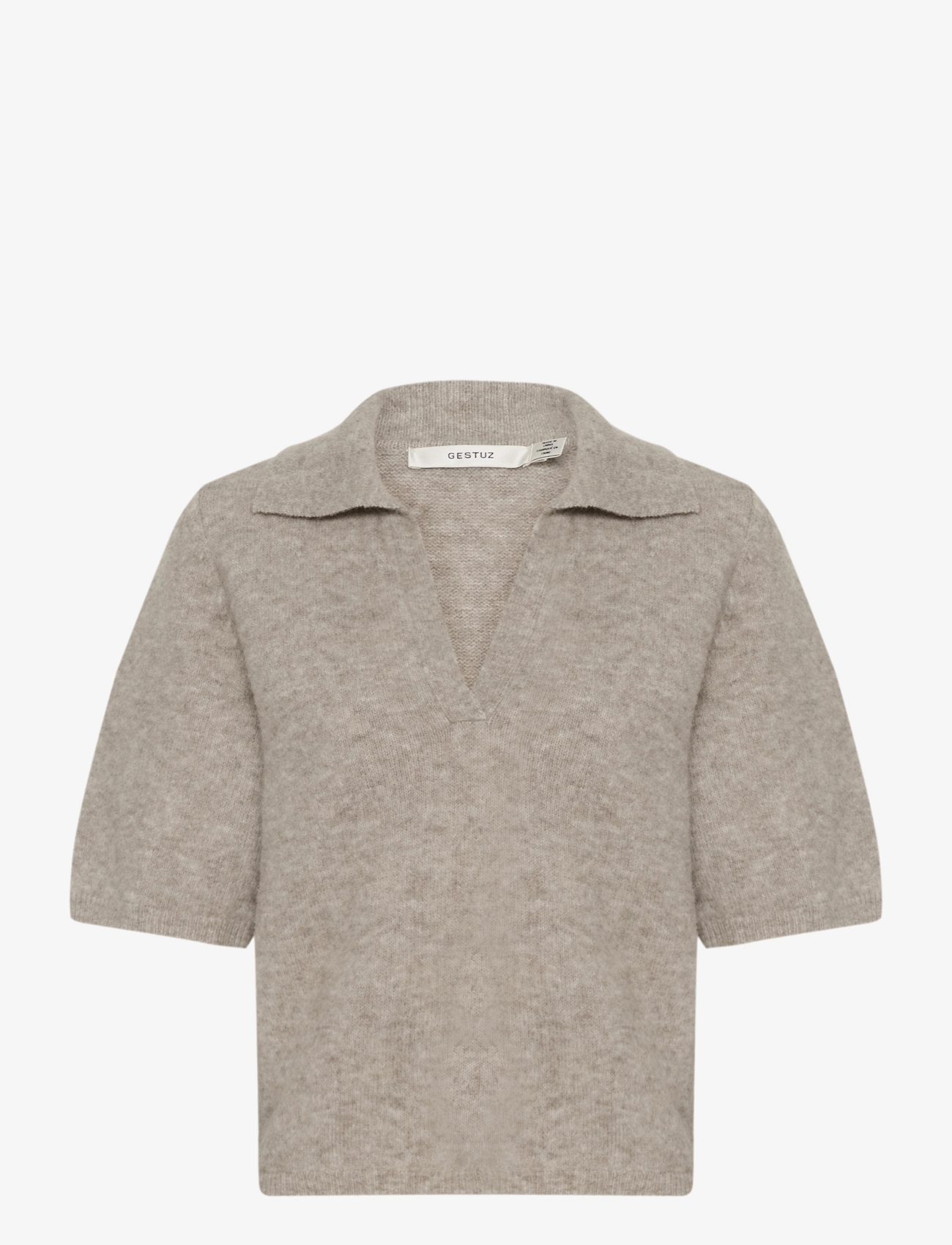 Gestuz GZalpha ss polo pullover - Poloshirts - WARM SAND MELANGE / brown