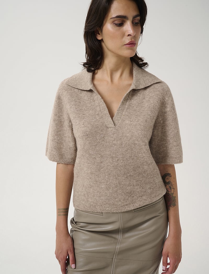 Gestuz - GZalpha ss polo pullover - pikéer - warm sand melange - 0