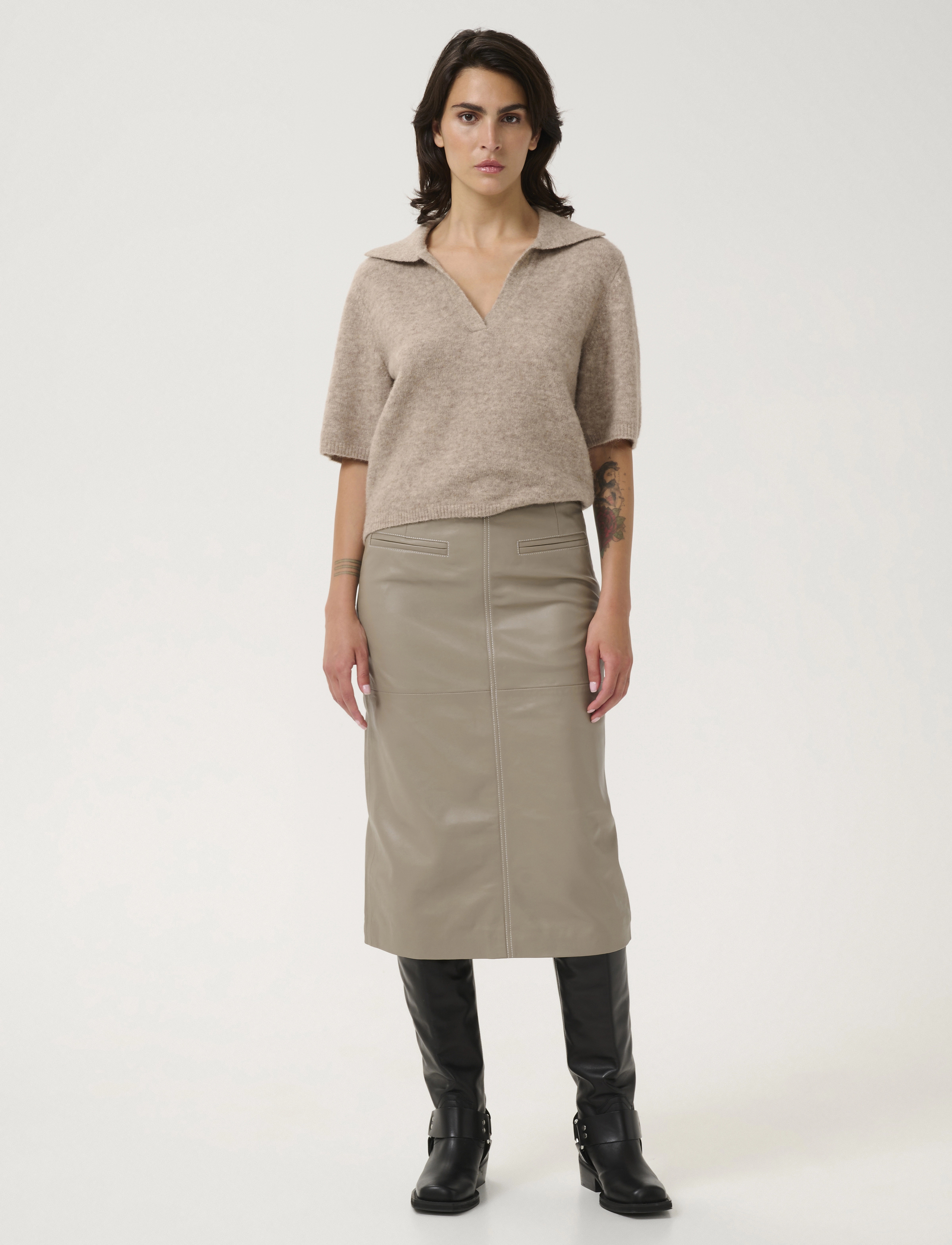 Gestuz - GZalpha ss polo pullover - t-shirts - warm sand melange - 3