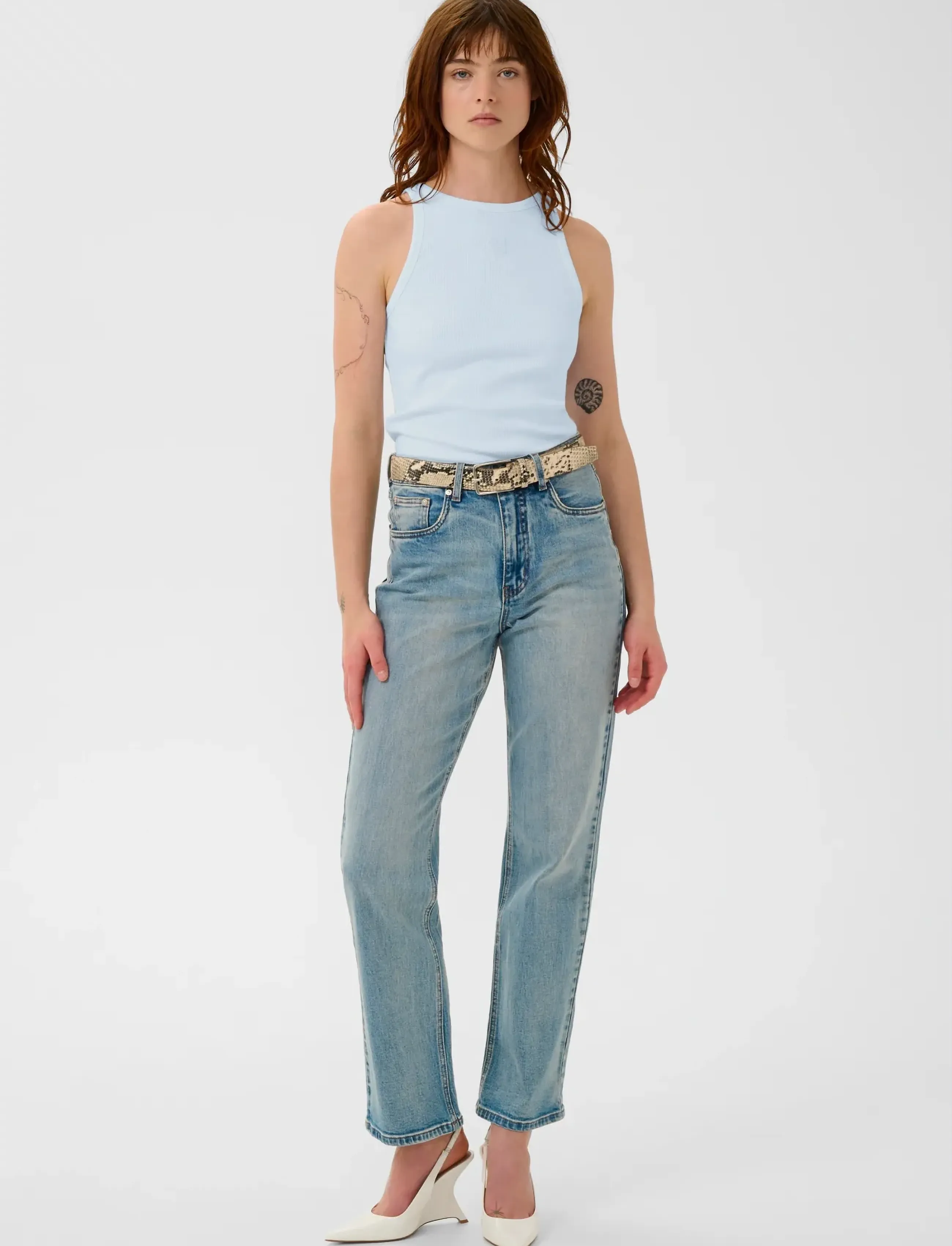 Gestuz - GZdrew logo tank 2.0 - sleeveless tops - blue finch - 3