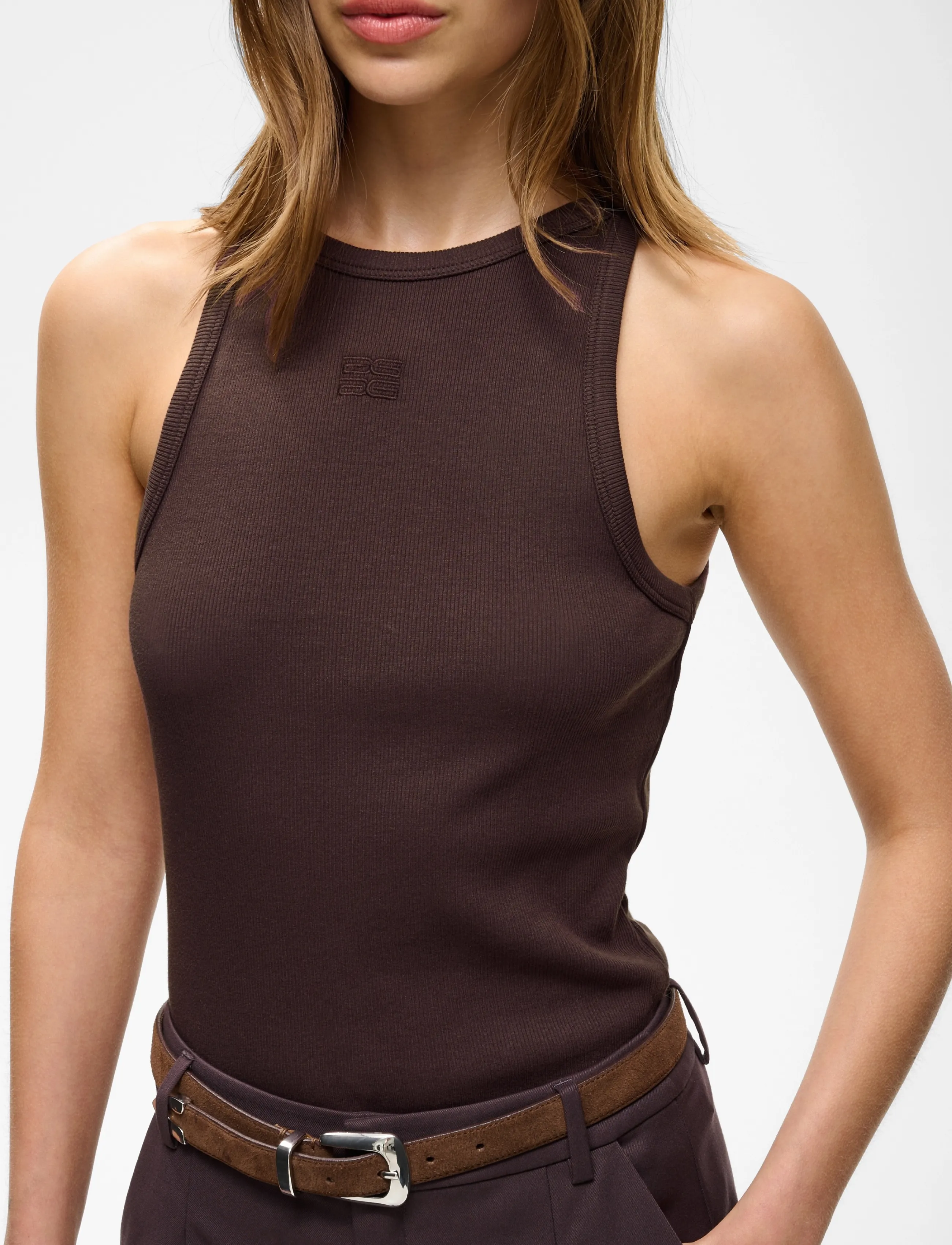 Gestuz - GZdrew logo tank 2.0 - linnen - deep plum - 5