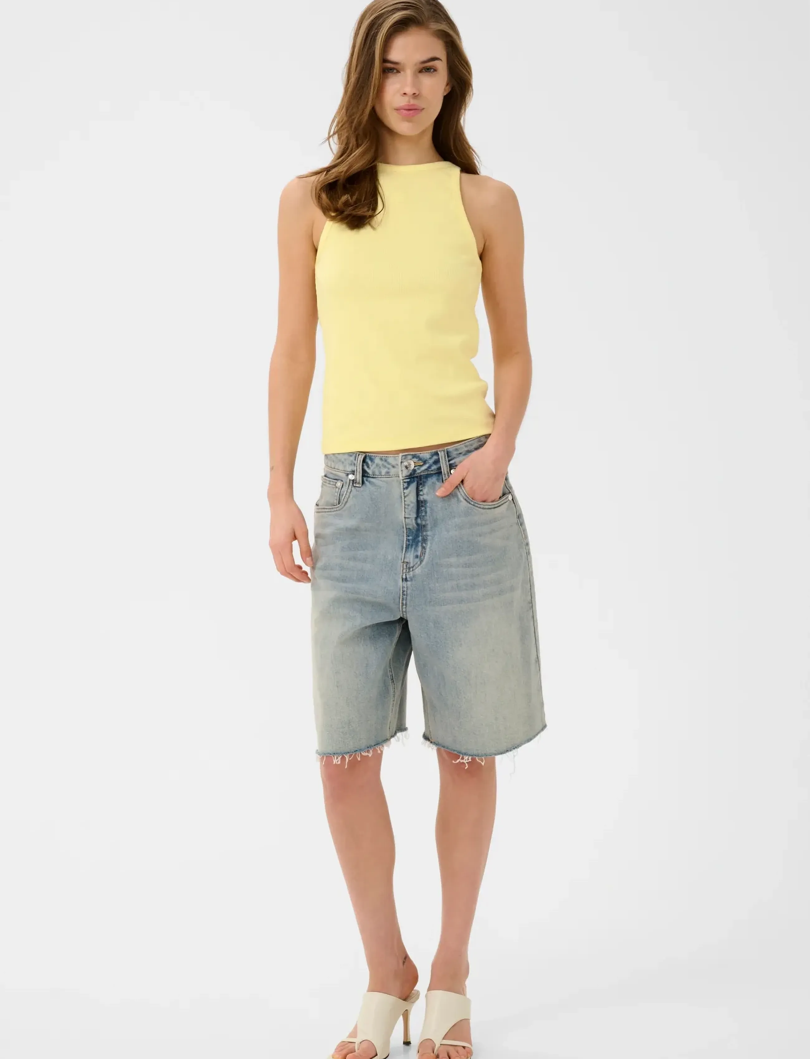 Gestuz - GZdrew logo tank 2.0 - sleeveless tops - french vanilla - 3