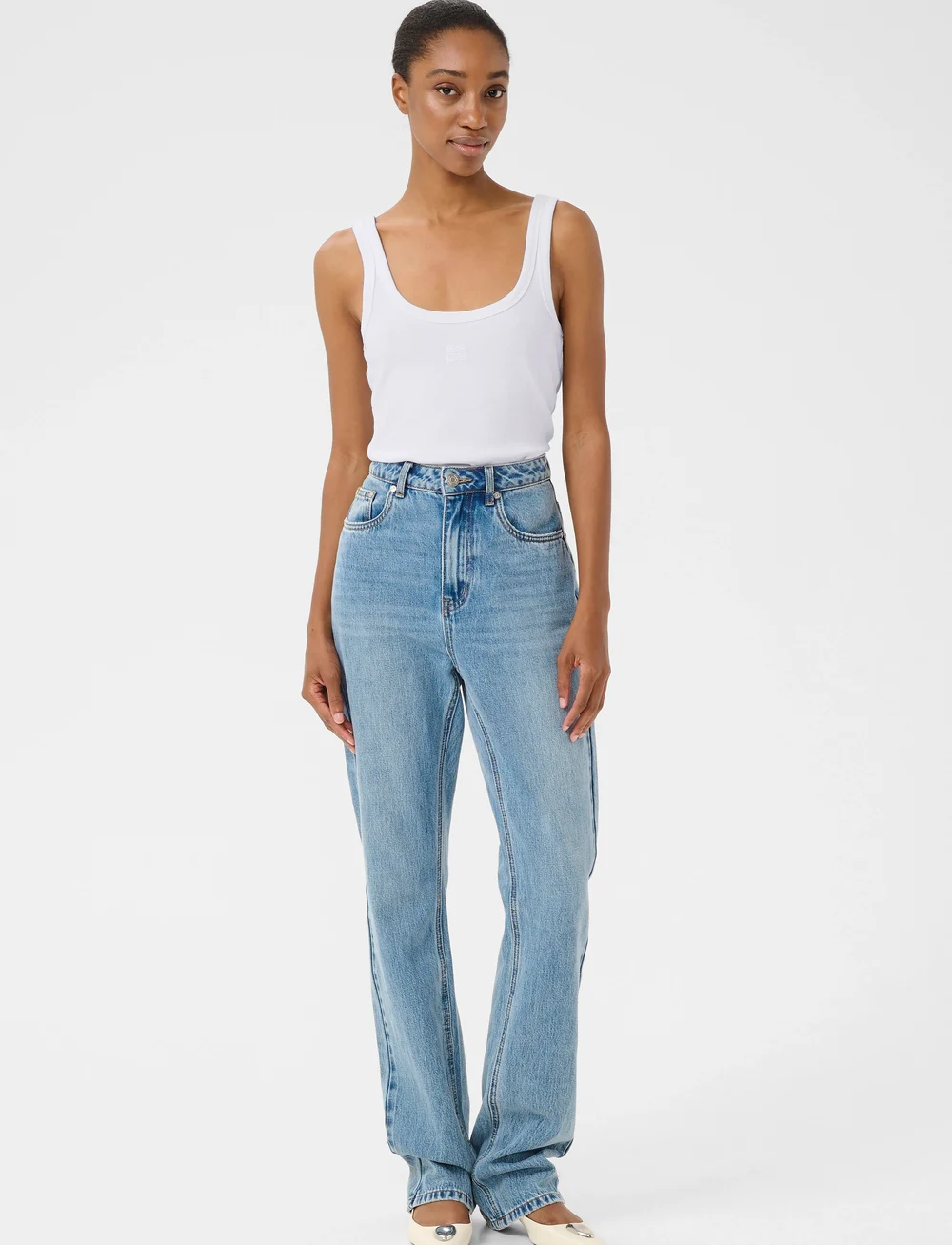 Gestuz - GZdrew logo top 2.0 - sleeveless tops - bright white - 3