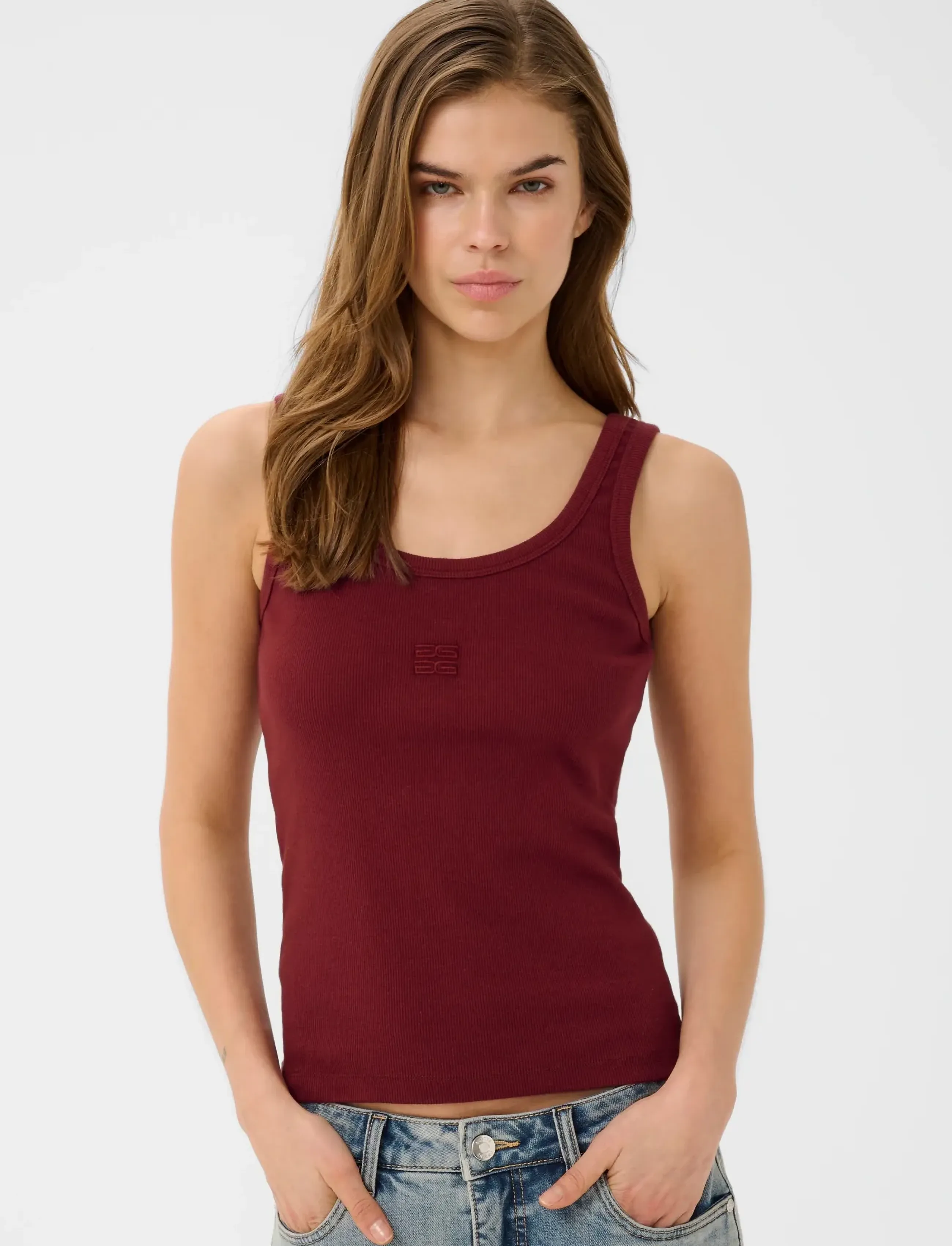 Gestuz Gzdrew Logo Top 2.0, S, T-shirts & Oberteile, Burgunderrot - Sleeveless, Frauen