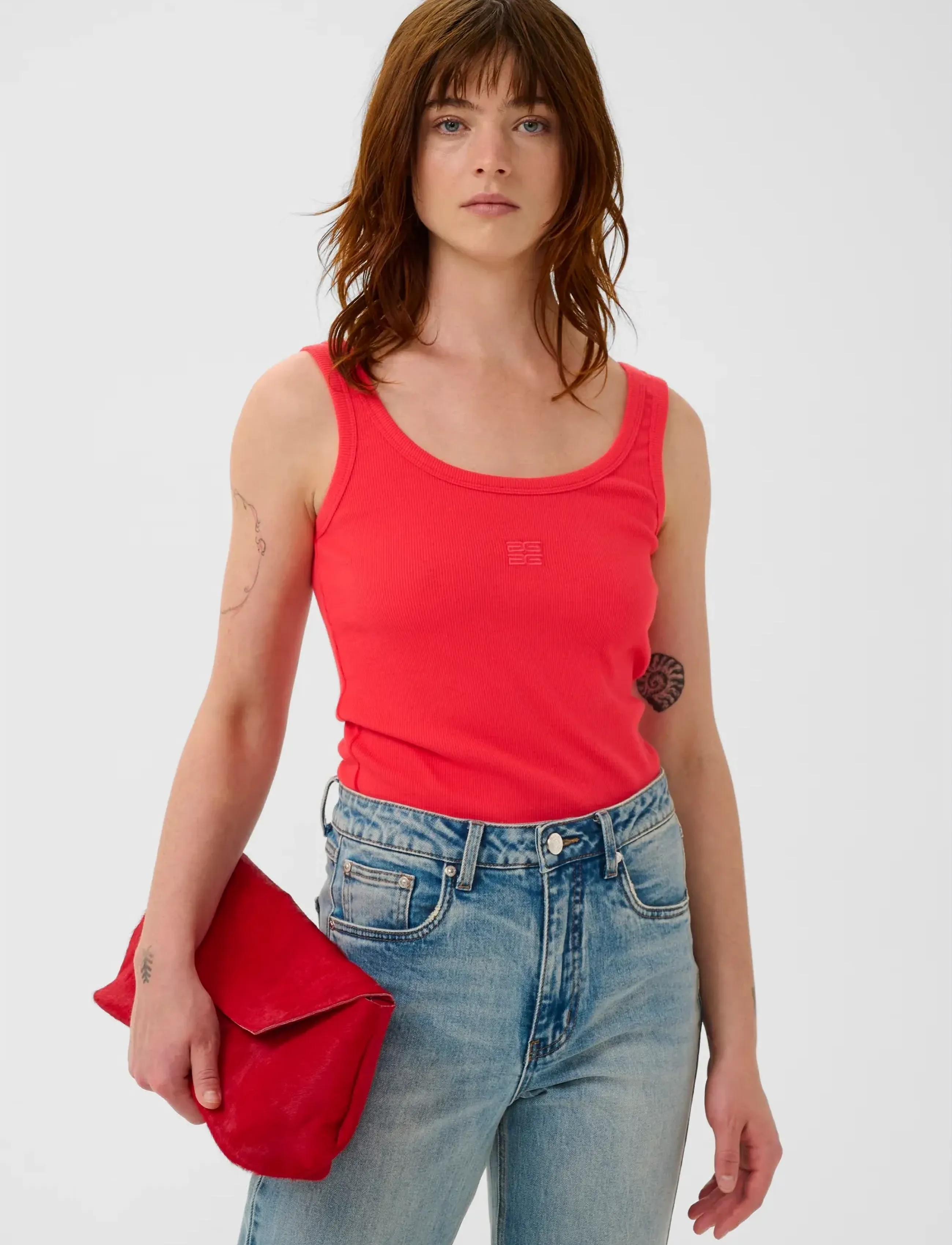 Gestuz GZdrew logo top 2.0 - T-shirts & Toppar - TOMATO / red