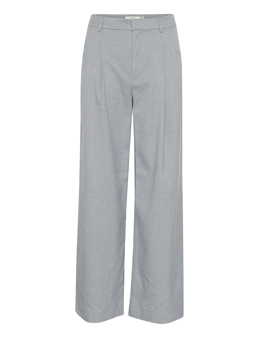 Gestuz - GZpaulia melange MW wide pants - greyblue melange - 1