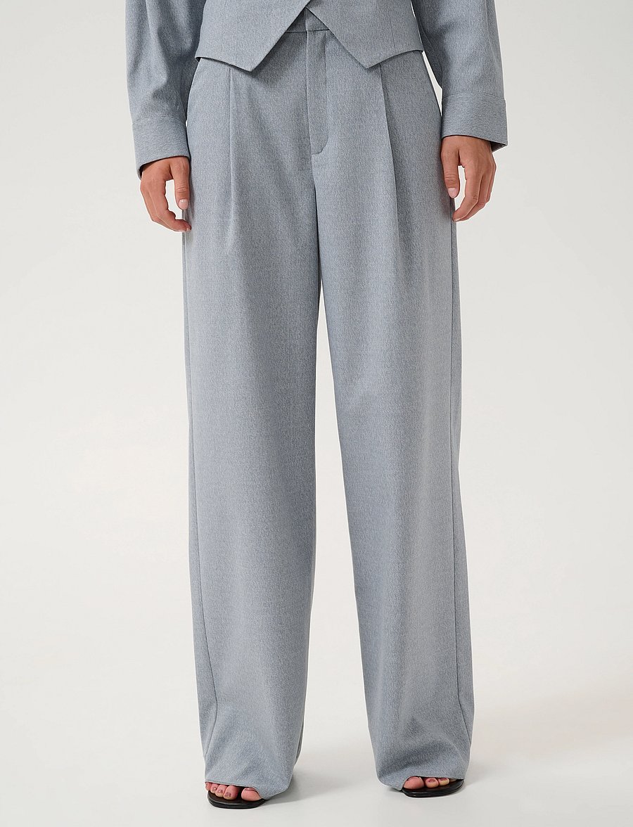 Gestuz - GZpaulia melange MW wide pants - greyblue melange - 0