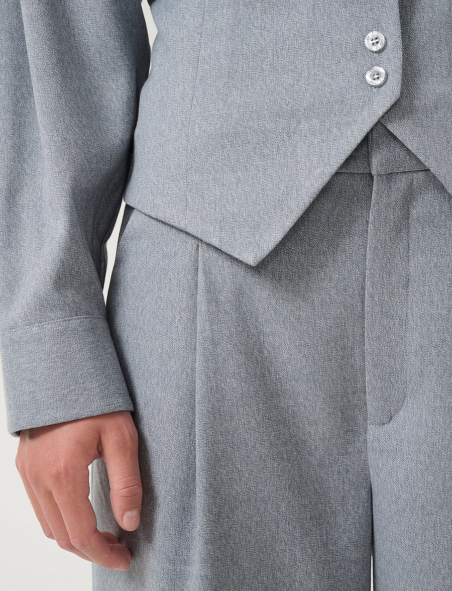 Gestuz - GZpaulia melange MW wide pants - greyblue melange - 4