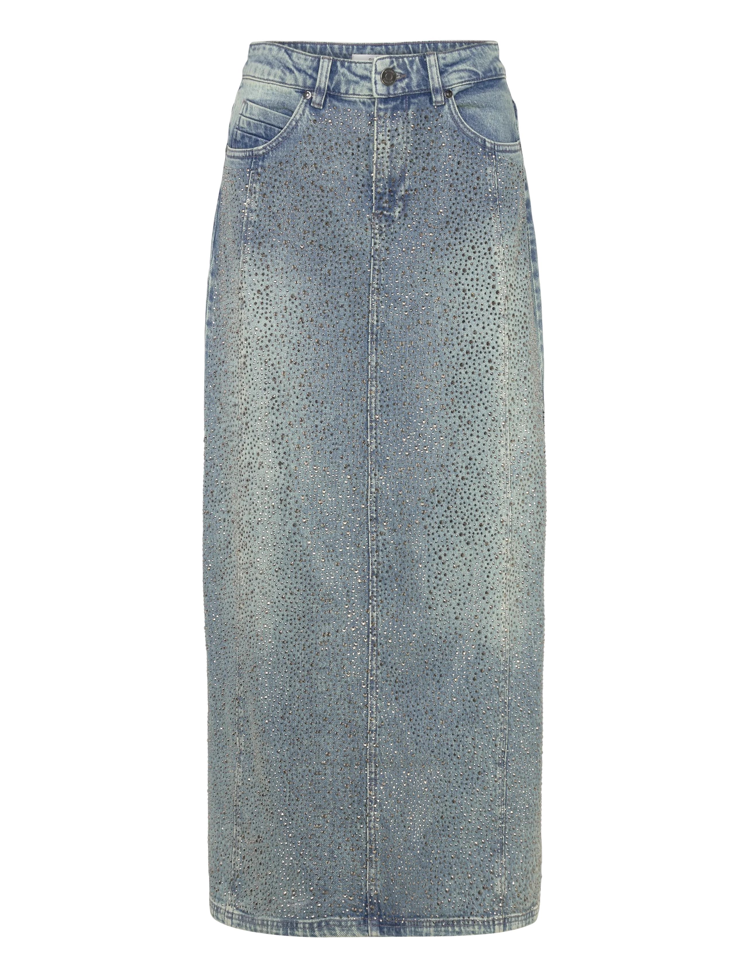 Gestuz GZzorah MW long skirt - Tøj - MID BLUE WASHED / blue