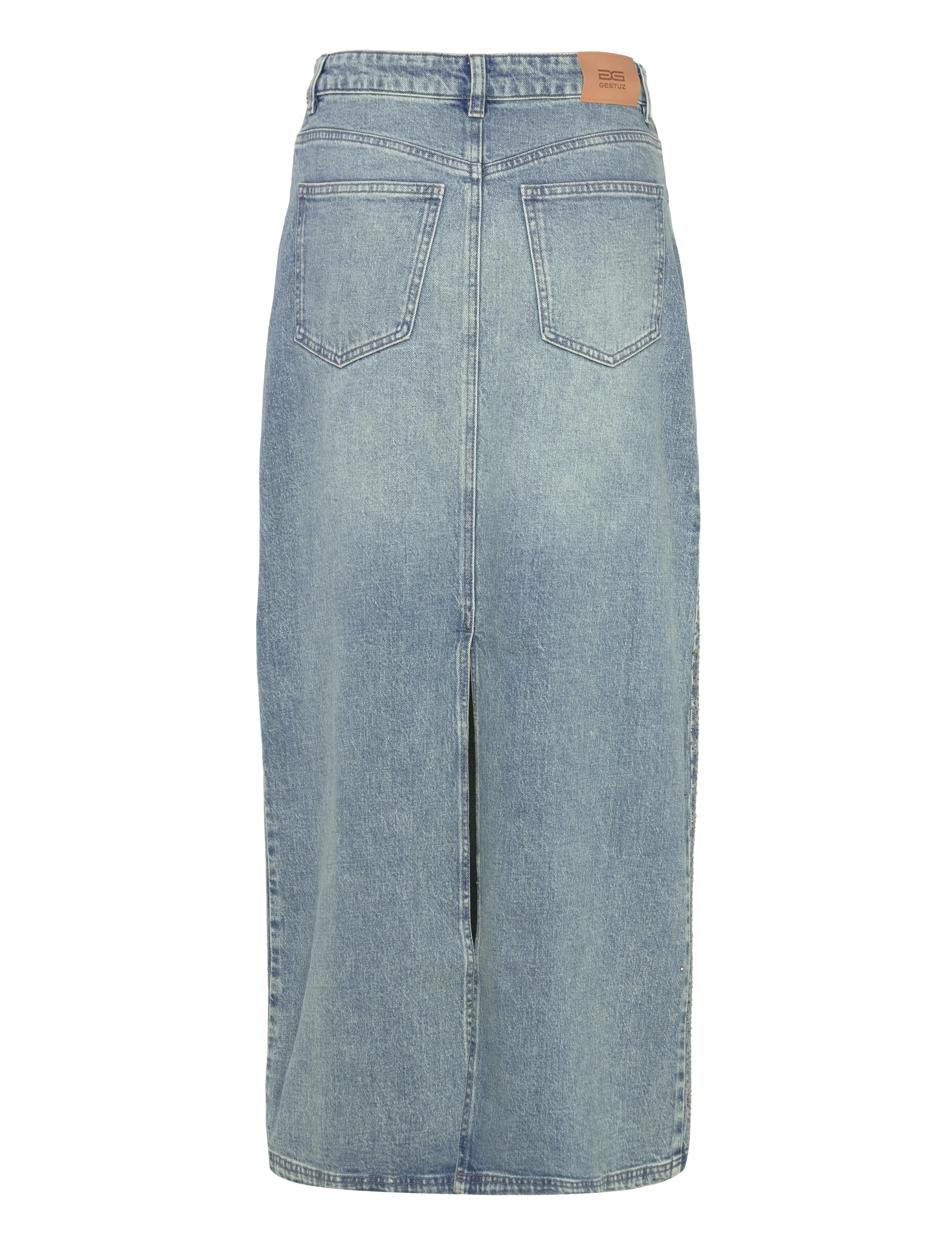 Gestuz - GZzorah MW long skirt - jeanskjolar - mid blue washed - 1