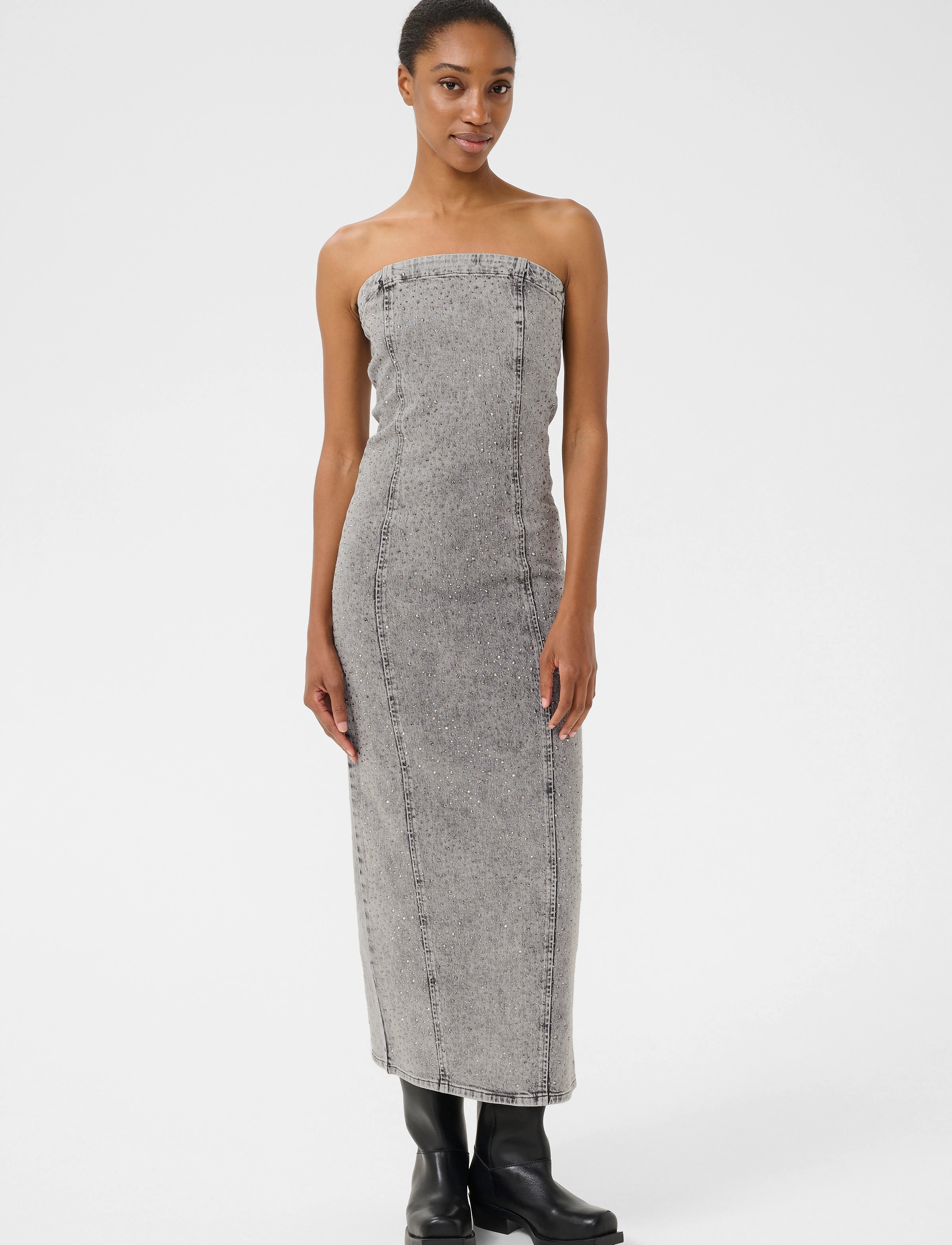 Gestuz GZzauma SL long dress - Fodralklänningar - VINTAGE GREY WASH / grey