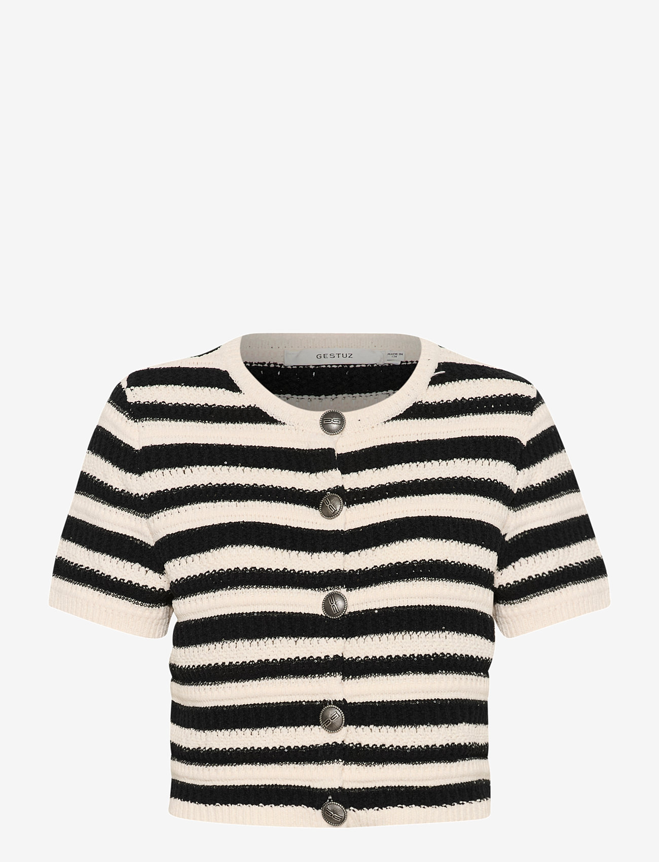 Gestuz - GZsailie cardigan - cardigans - black/white striped - 1