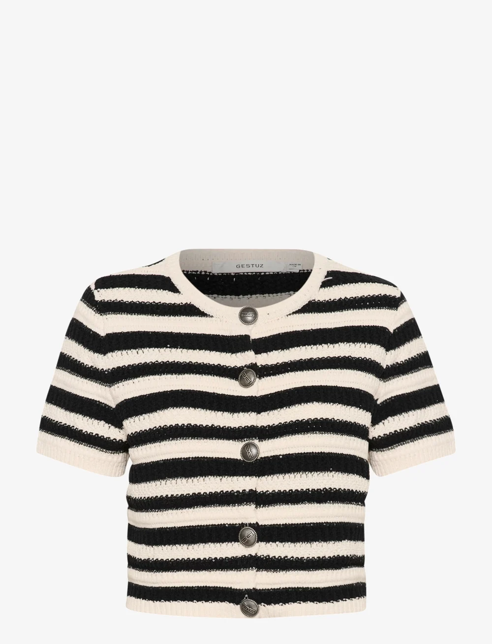 Gestuz - GZsailie cardigan - cardigans - black/white striped - 1