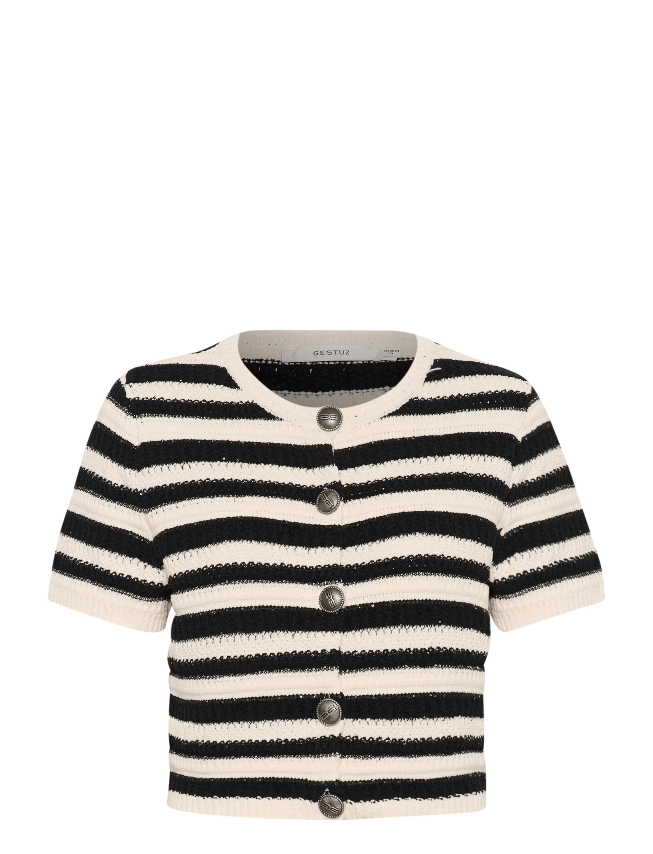 Gestuz GZsailie cardigan - Strik - BLACK/WHITE STRIPED / black