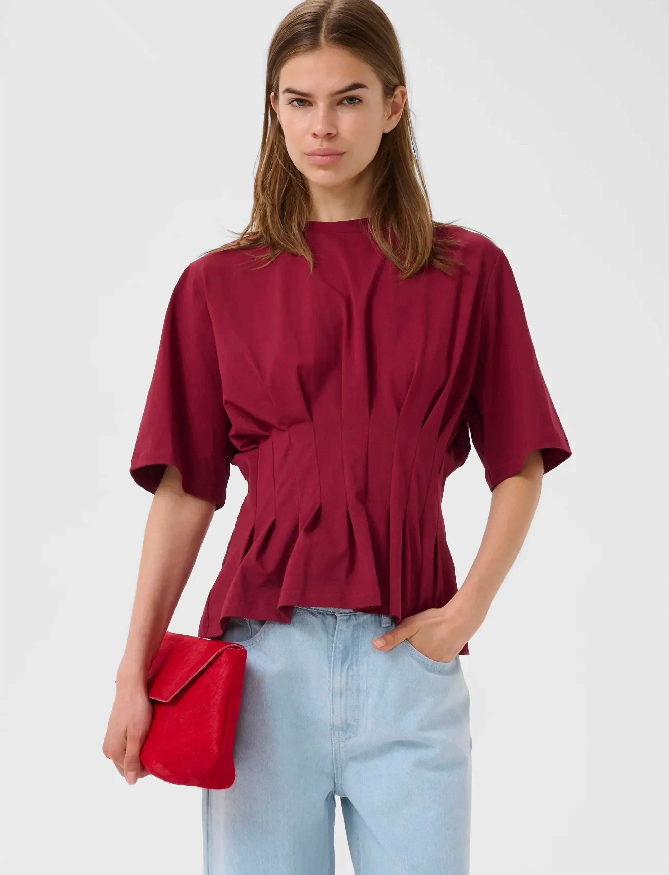 Gestuz Gzinez Tee, L, T-shirts & Oberteile, Burgunderrot - Short-sleeved, Frauen
