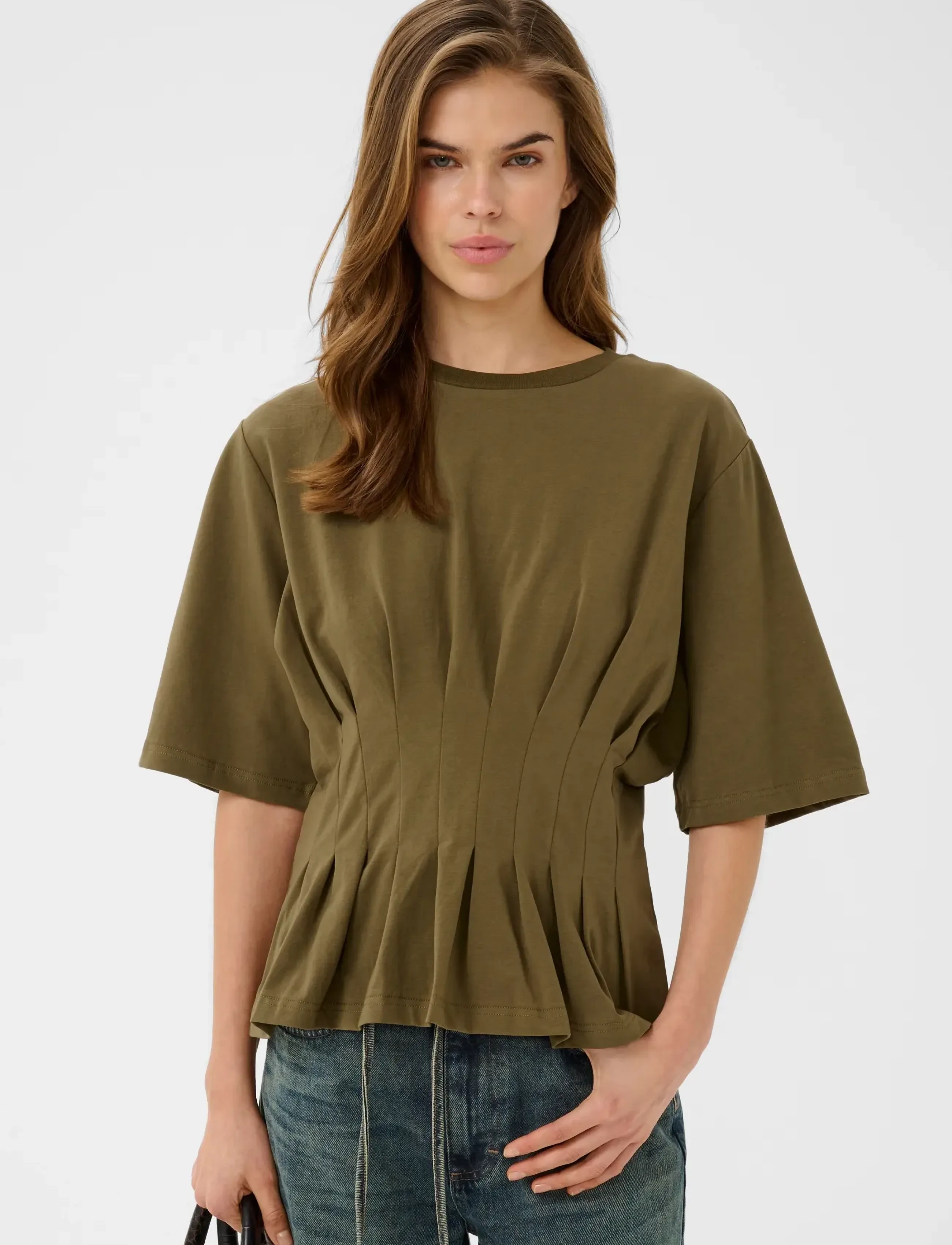 Gestuz Gzinez Tee, S, T-shirts & Oberteile, Khakigrün - Short-sleeved, Frauen