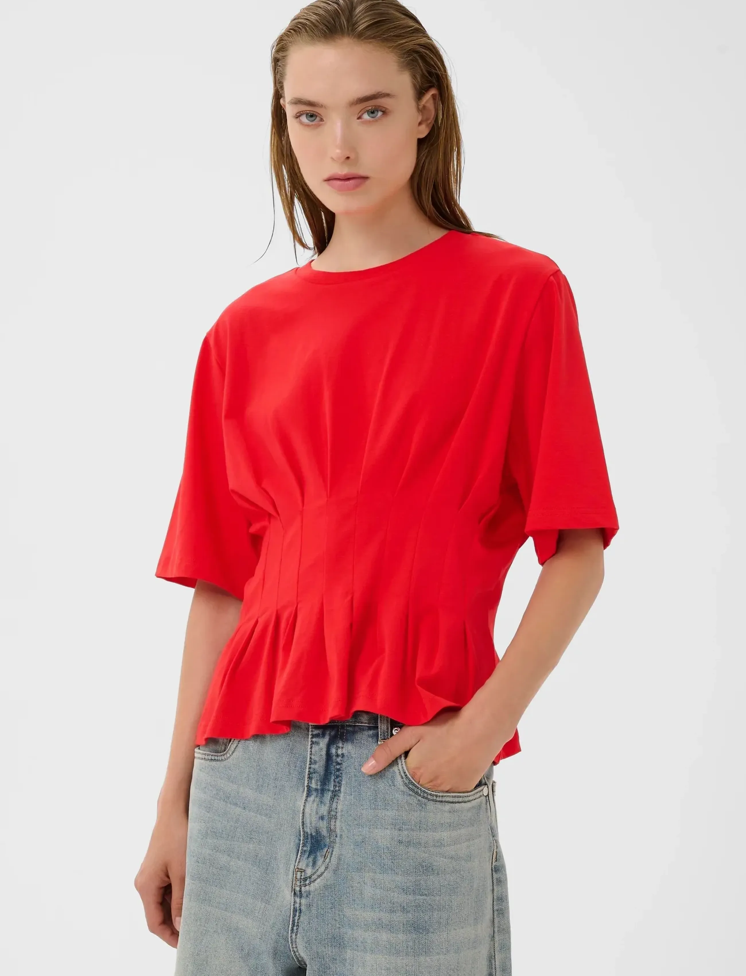 Gestuz Gzinez Tee, Kvinder, Peplum T-shirt, Rød, Str: XS