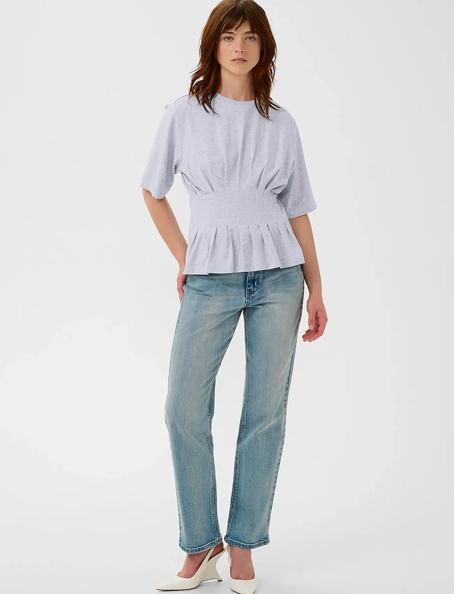 Gestuz - GZinez tee - t-shirts - ultra light grey mÉlange - 3