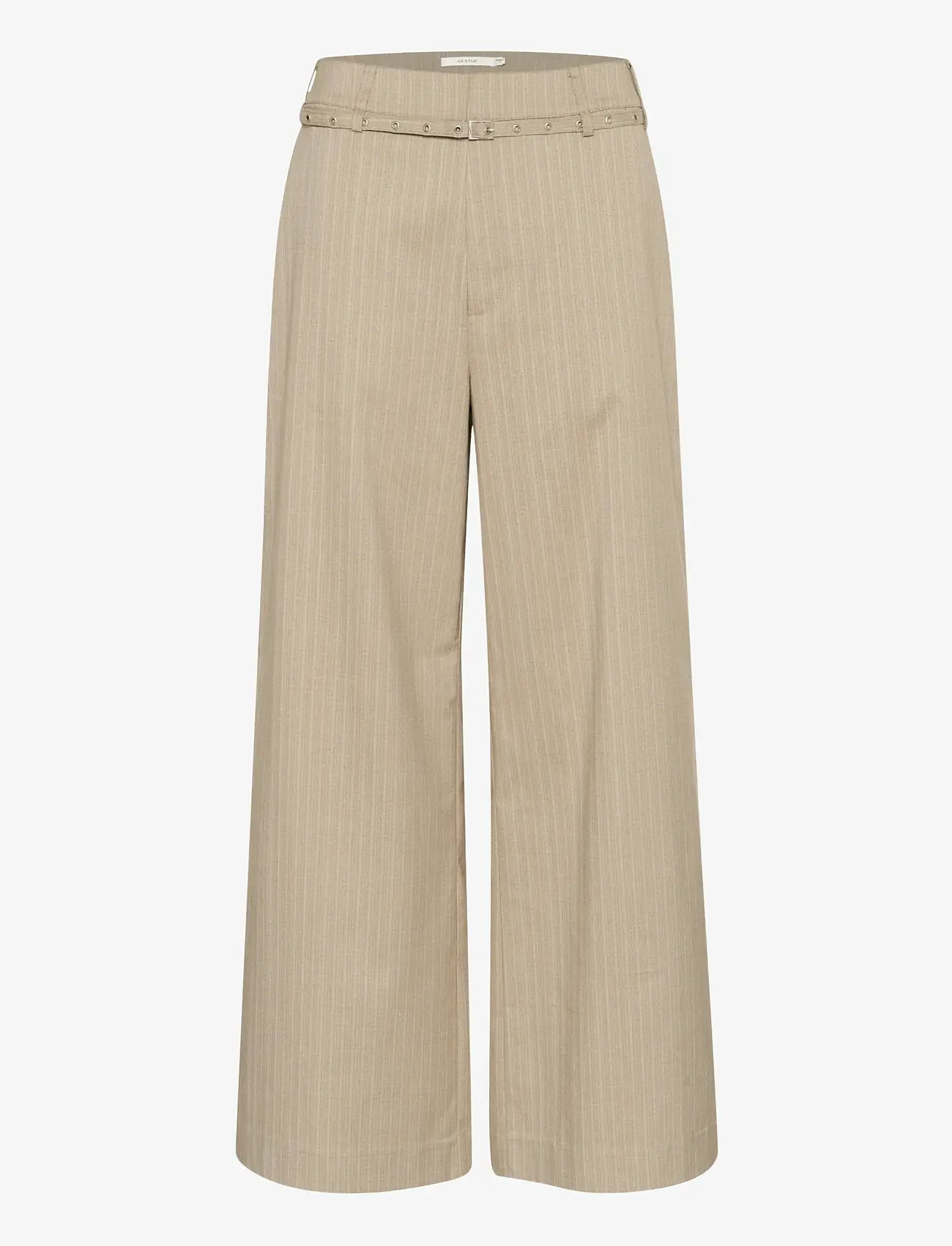 Gestuz - GZtiff HW wide pants - hosen mit weitem bein - pinstripe dust green - 1