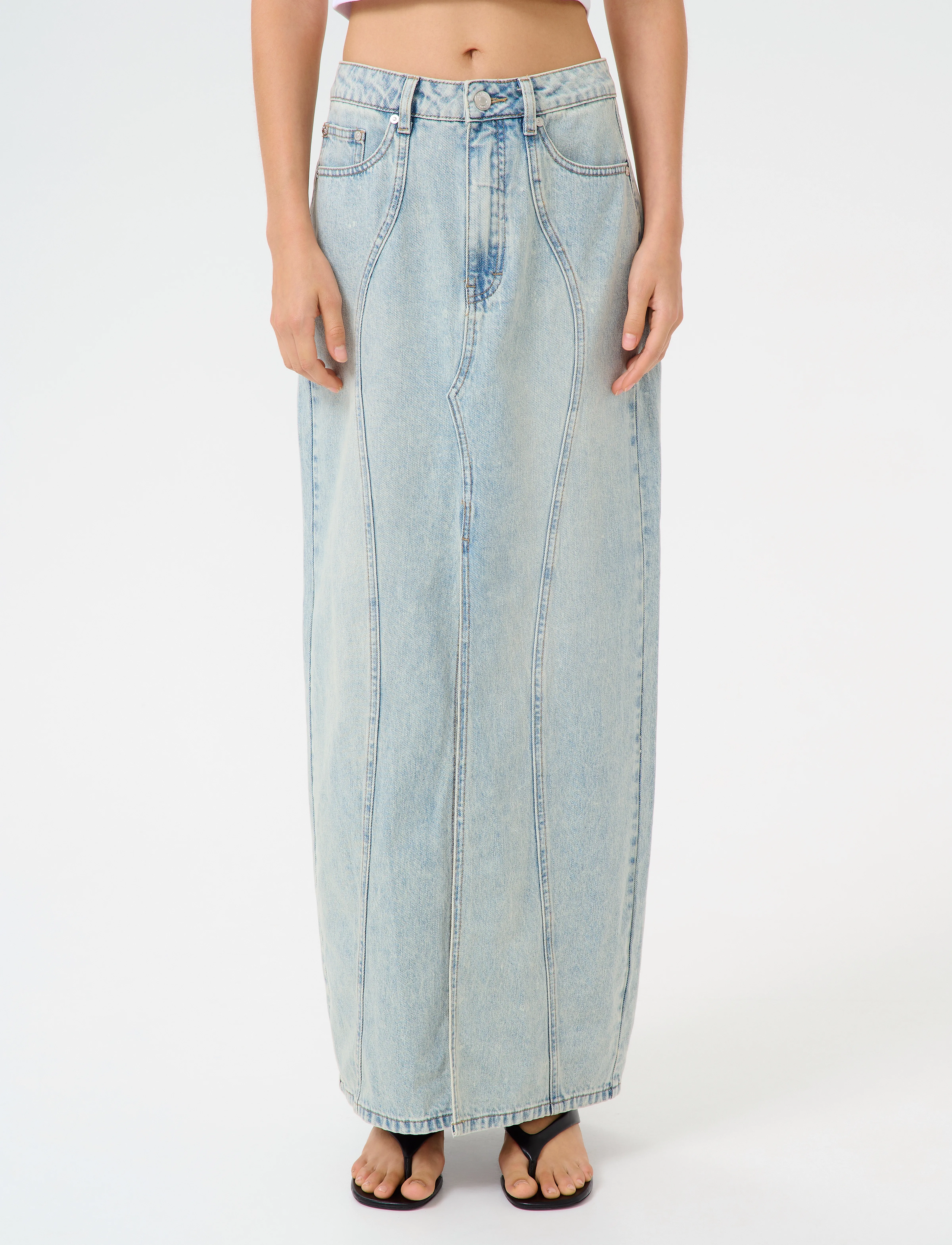 Gestuz GZasher HW maxi skirt - Maxi nederdele - MID ACID WASH / blue